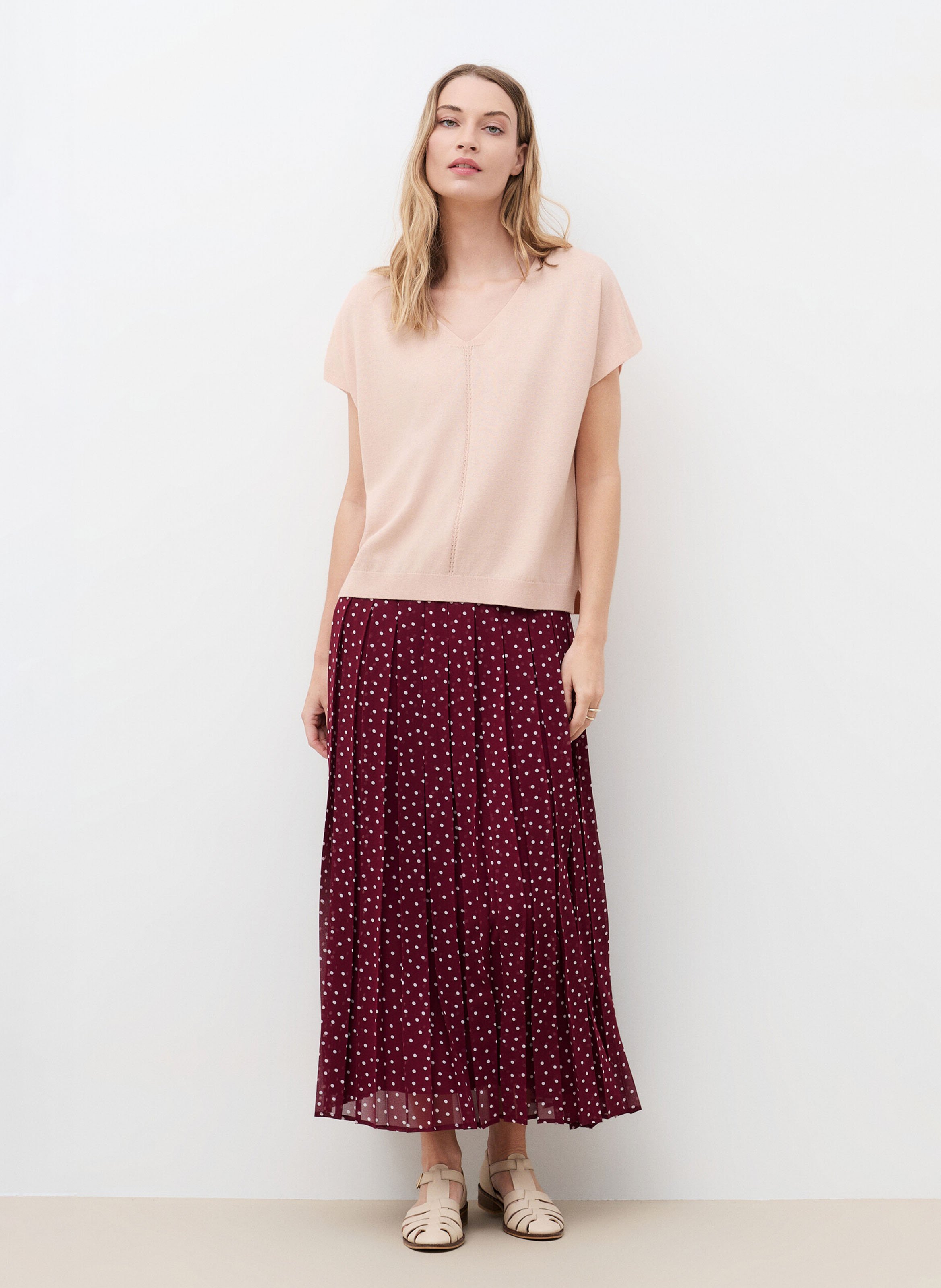 Pull col rond en laine mélangée CAROLL Rose