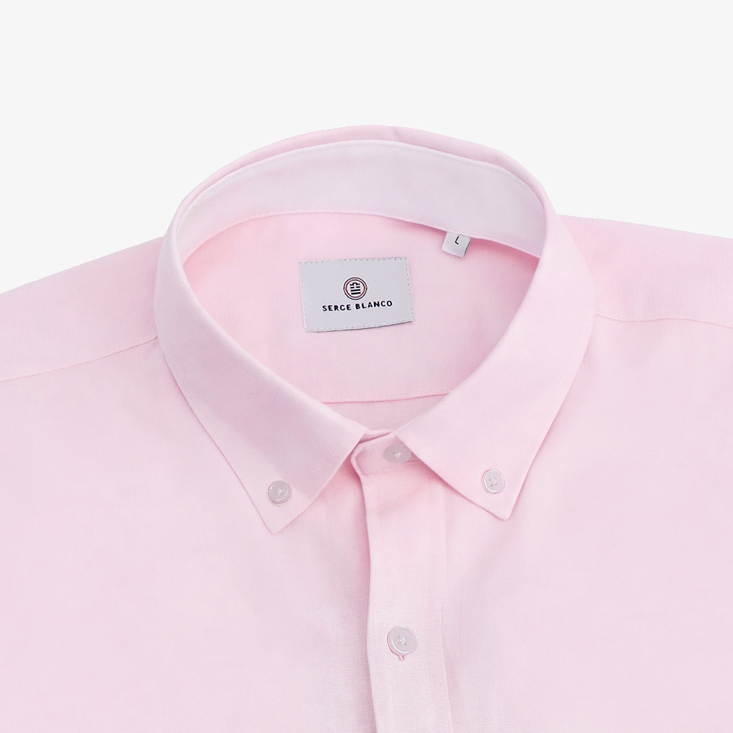 Long-sleeved Oxford cotton shirt with chest pocket SERGE BLANCO Pink