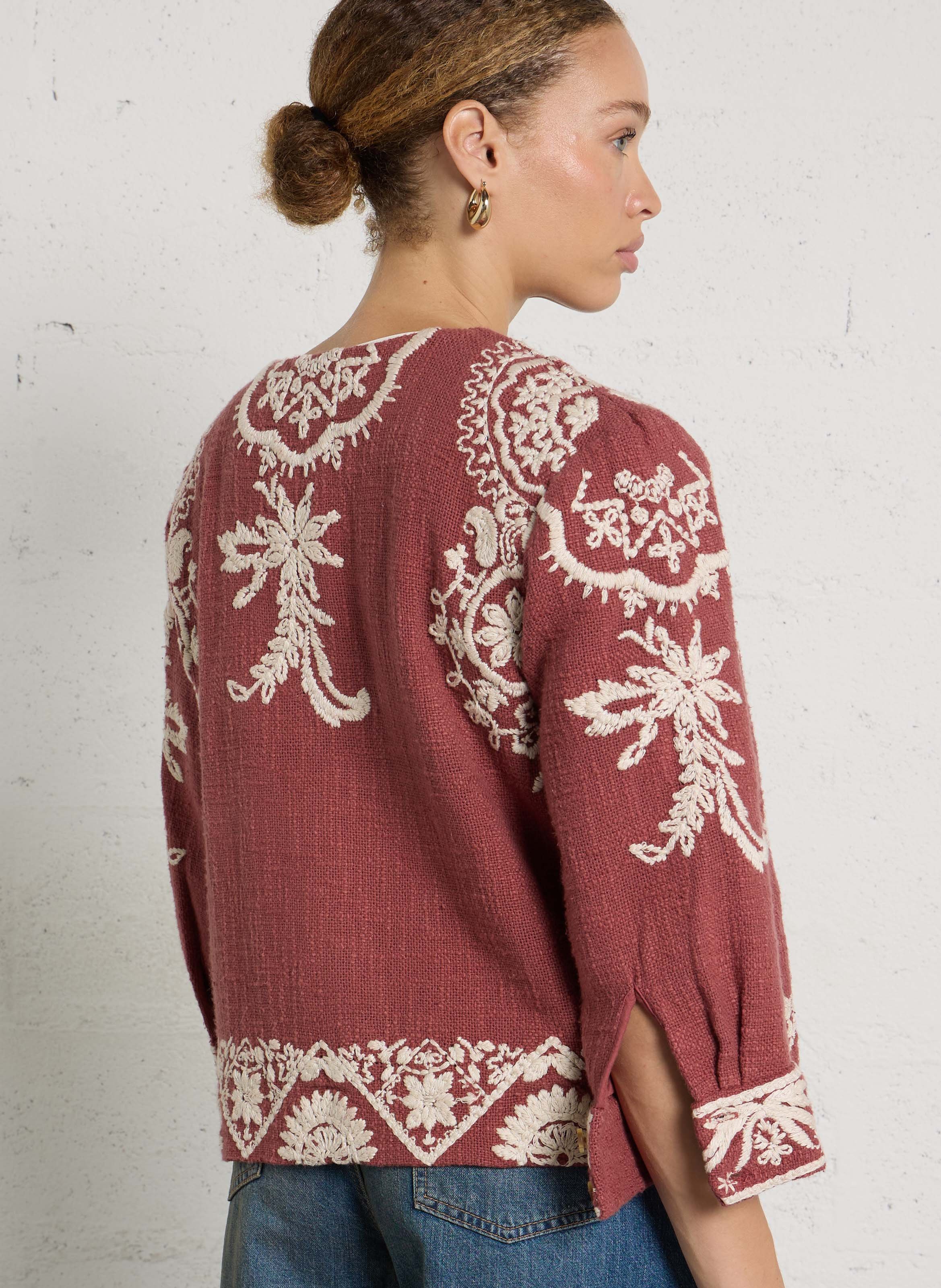Round-neck cotton jacket MAISON 123 Pink