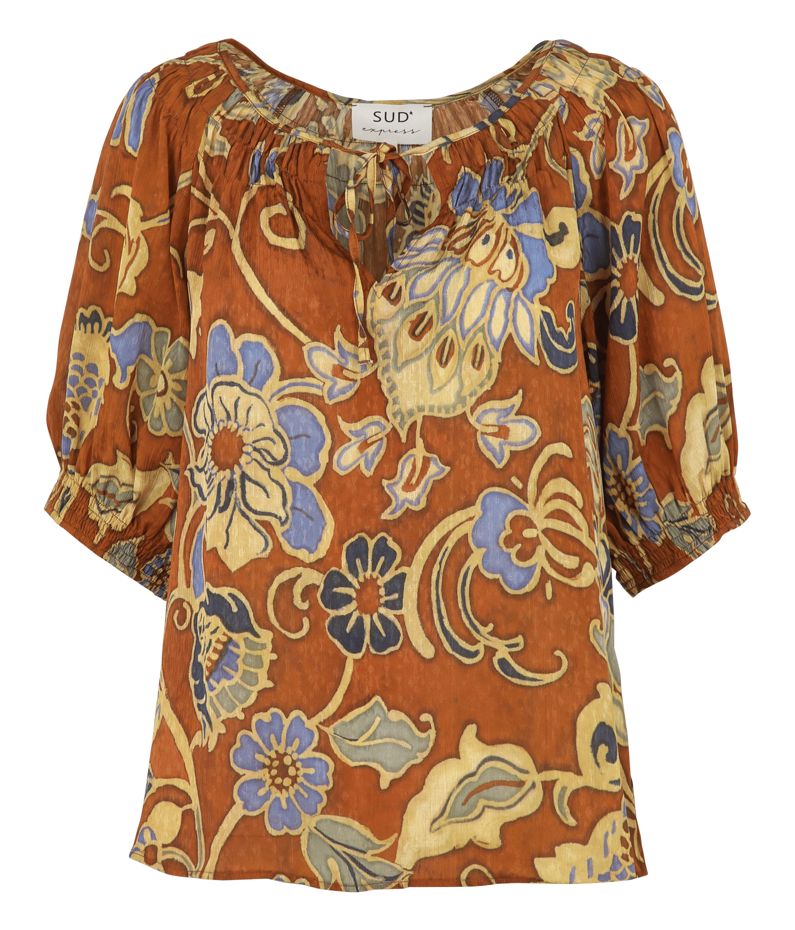 Oversize-Top mit Rundhalsausschnitt und Print SUD EXPRESS Orange