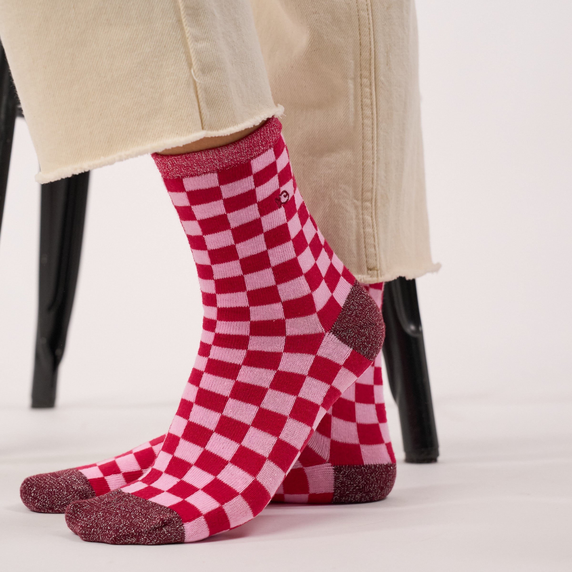 Checked combed cotton socks BILLYBELT Red
