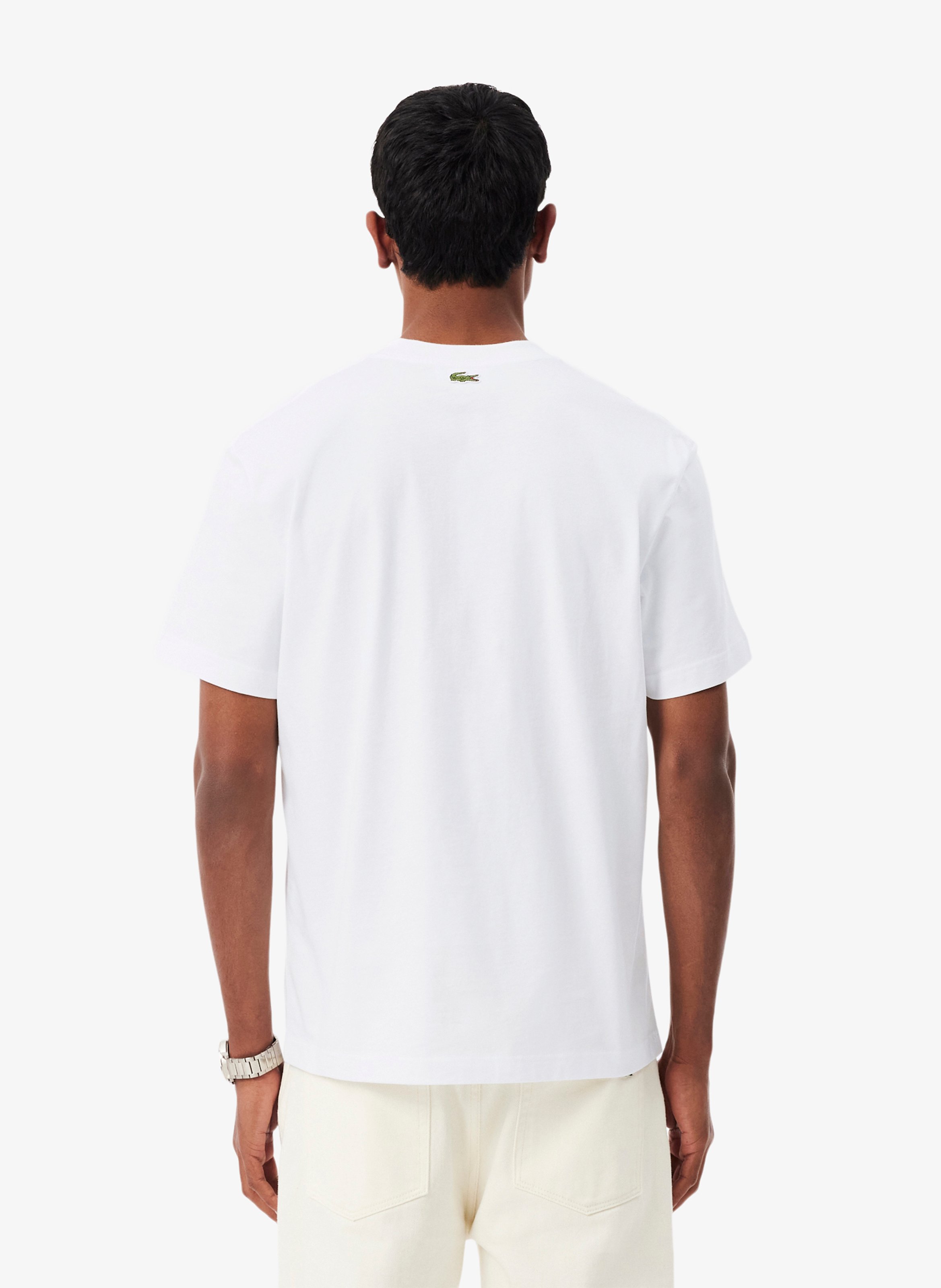 Cotton-mix printed T-shirt LACOSTE White