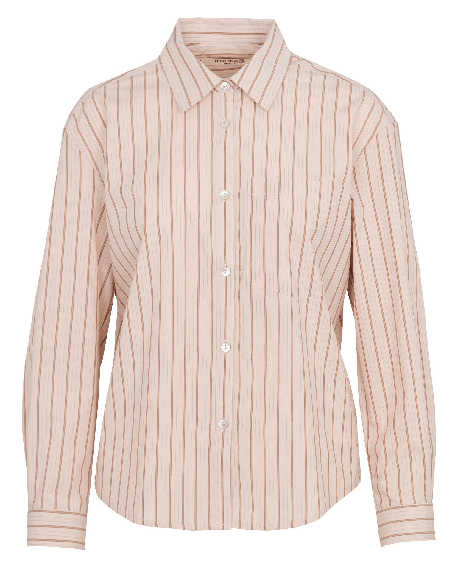 Gestreepte, katoenen blouse NICE THINGS Beige