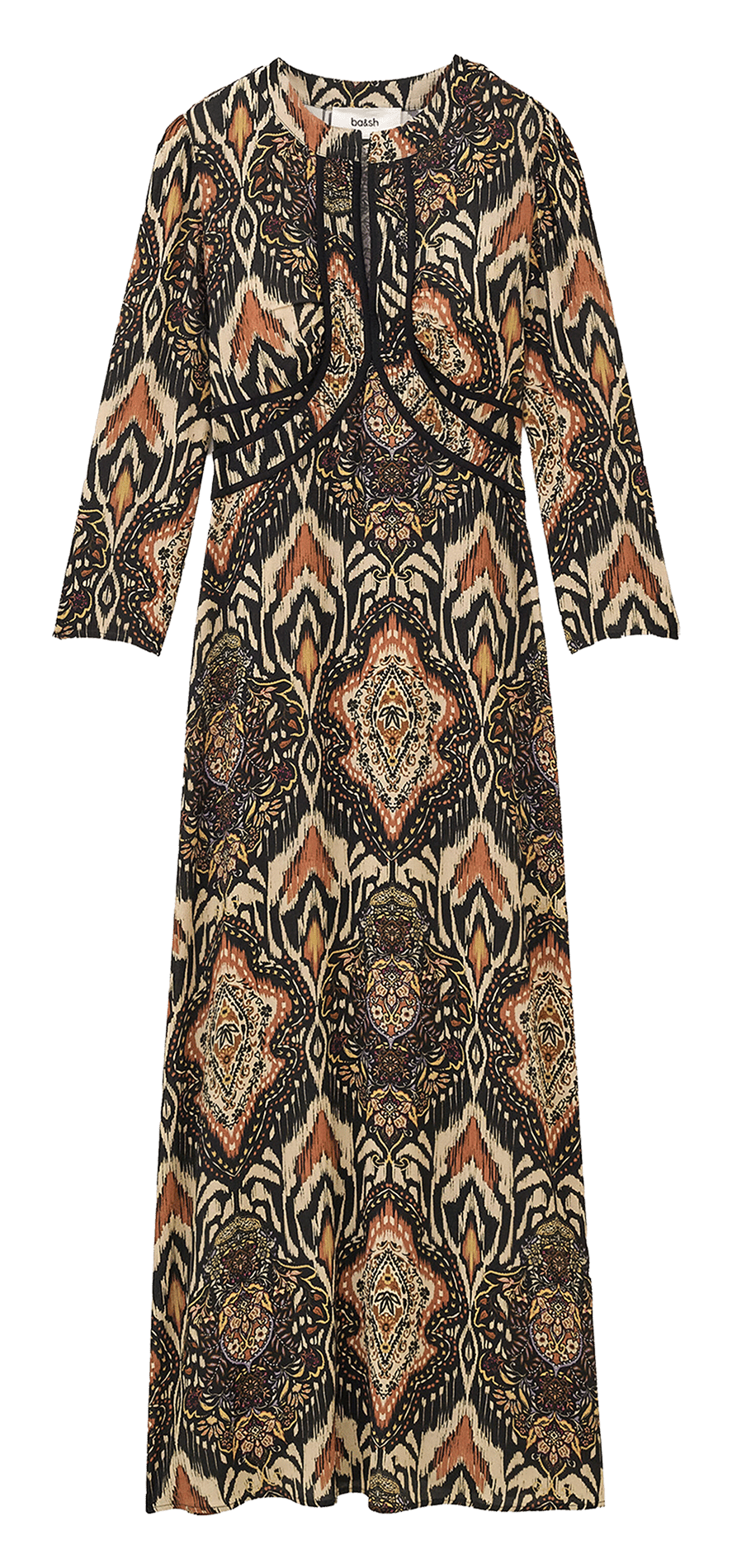 Lange jurk met Tunesische kraag en print BA&SH Zwart
