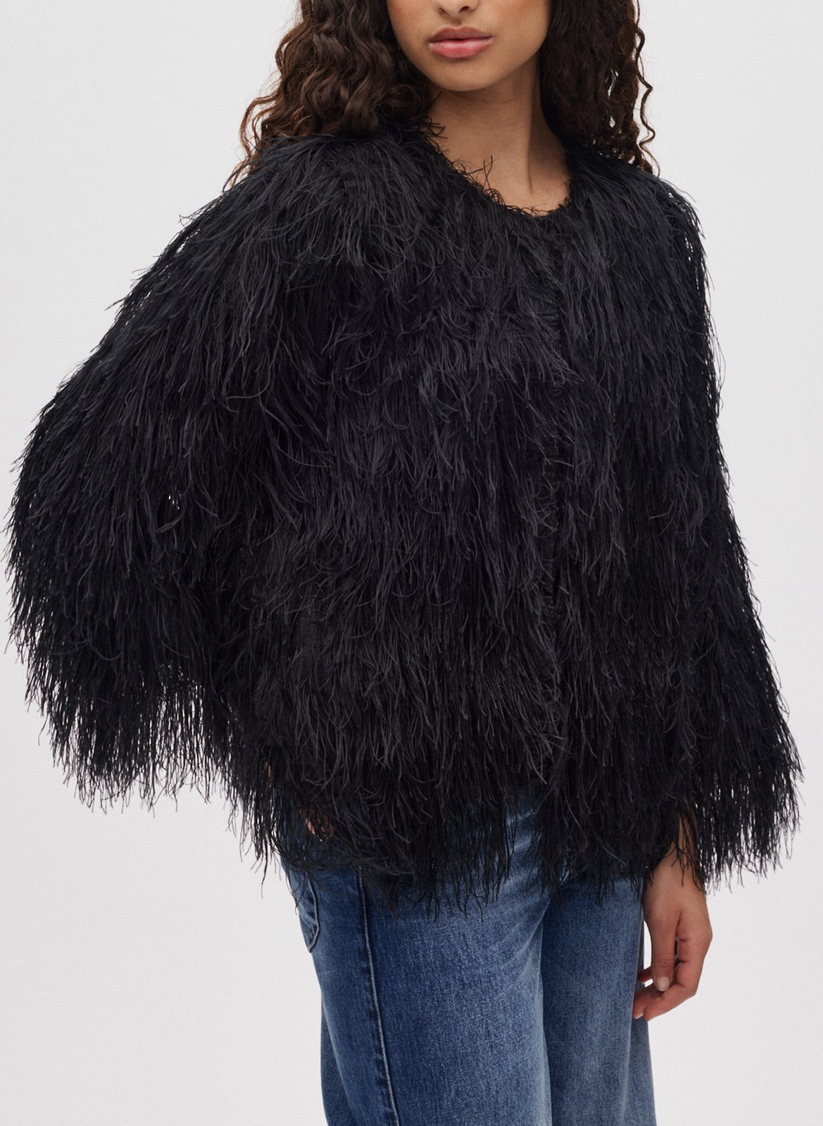 Blouse col rond effet plumes RABENS SALONER Noir