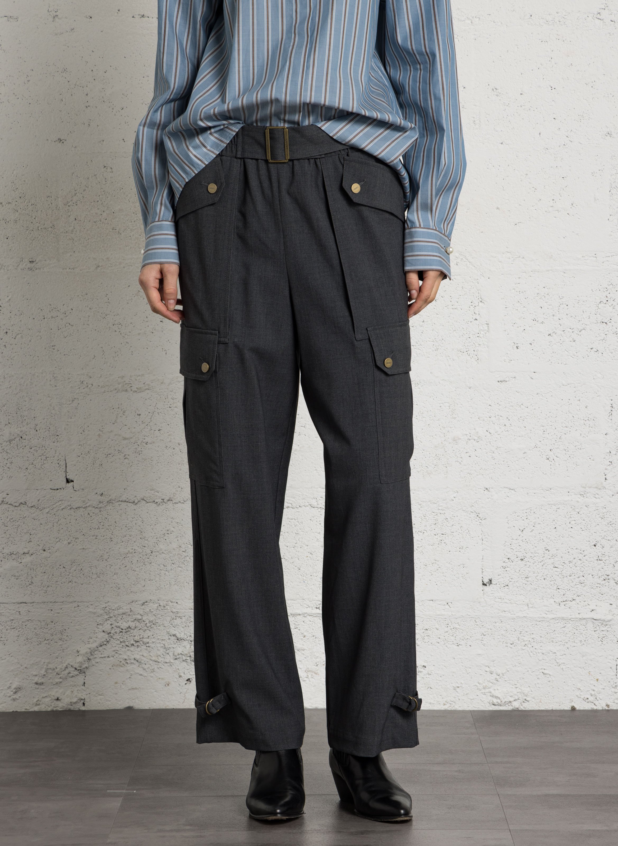 High-waisted wide-leg pants LIU JO Grey