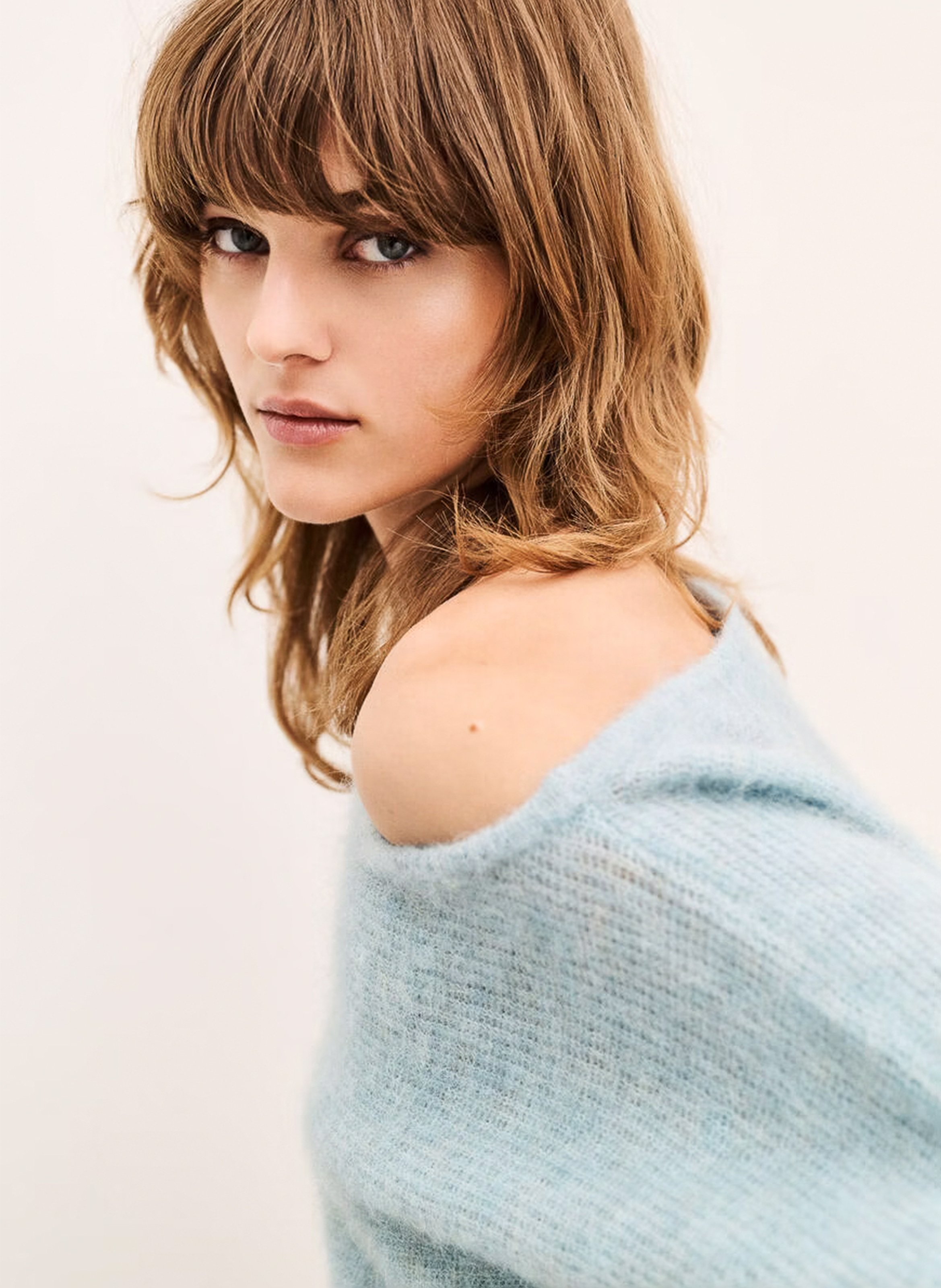Pull ample col bateau en alpaga mélangé | Bleu BA&SH Femme