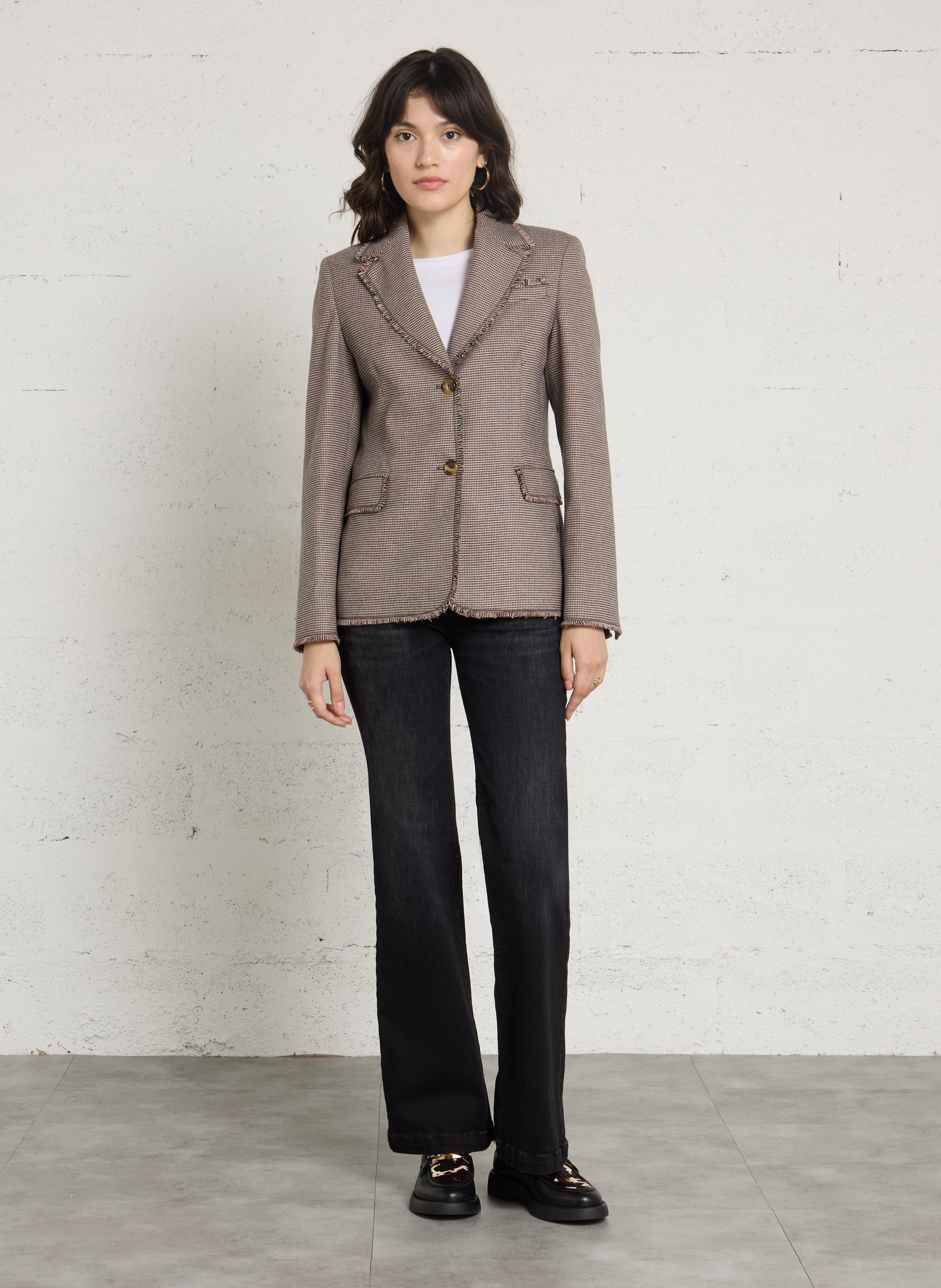 Blazer ajusté à pied-de-poule LIU JO Marron