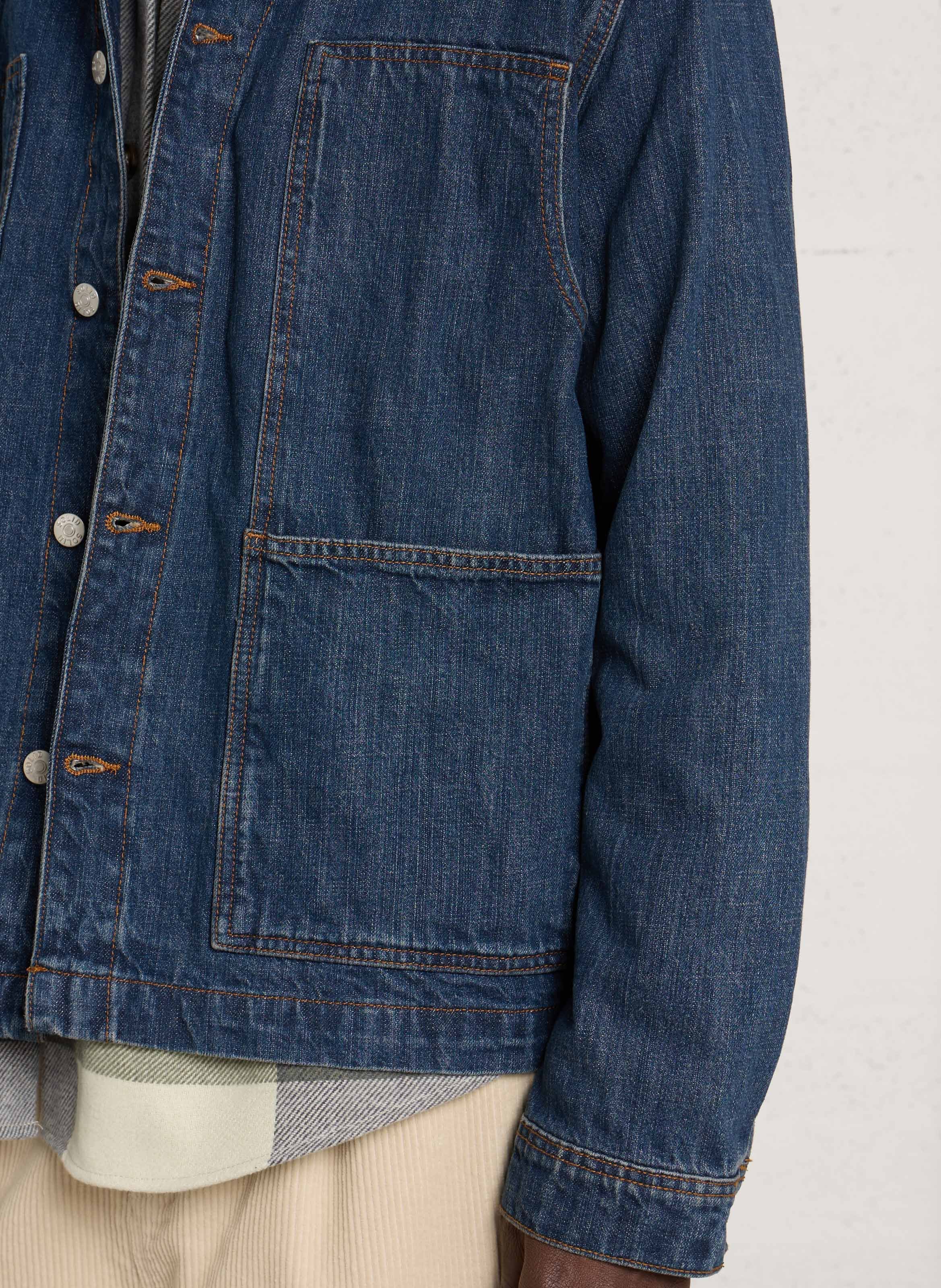 Veste en jean en coton droite SOLID Bleu
