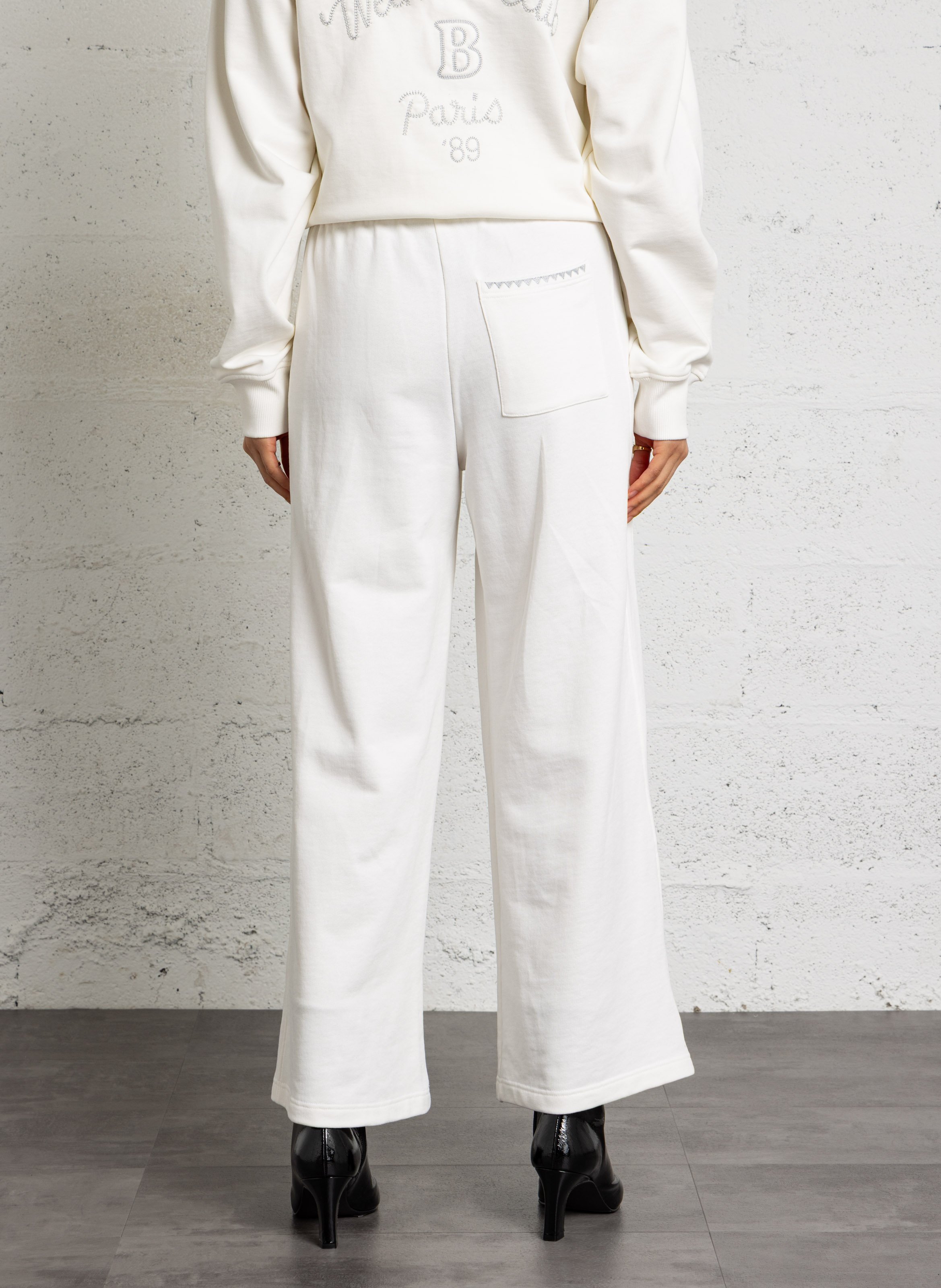 Jogging droit large en coton BERENICE Blanc