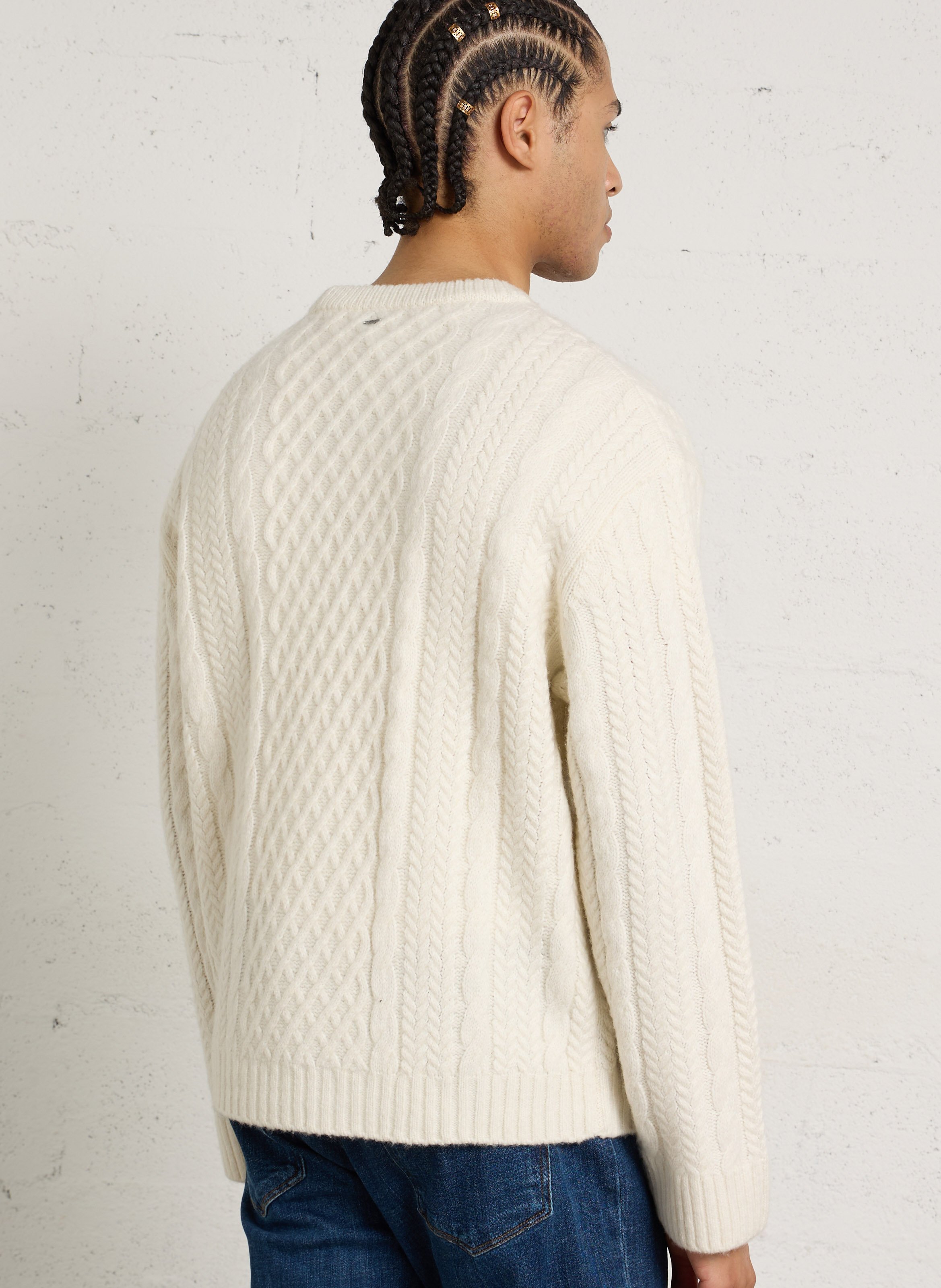 Pull droit à col rond en laine mélangée IKKS Blanc