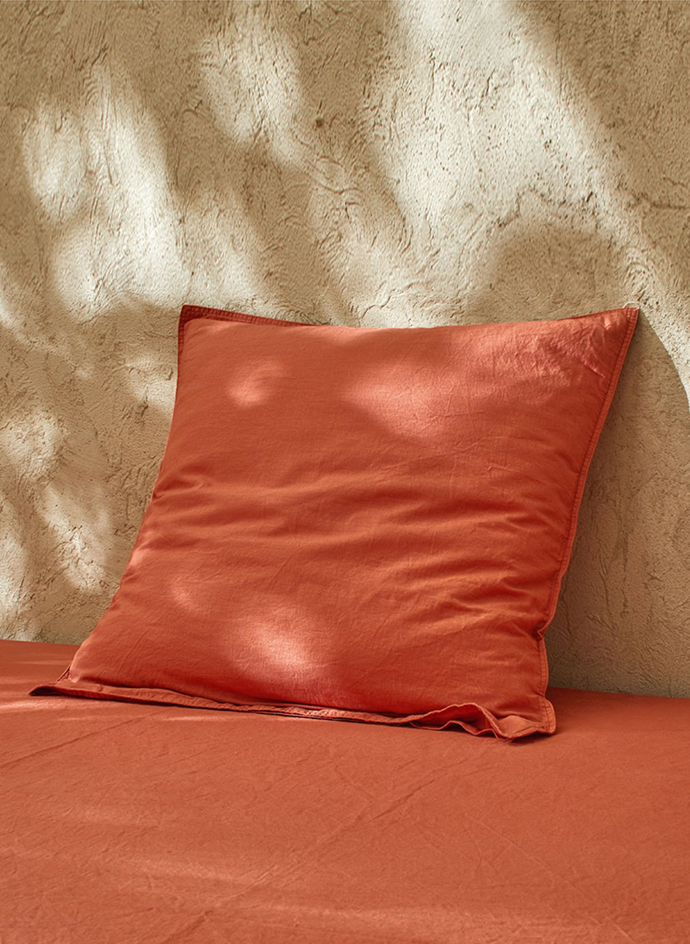 Taie d'oreiller en lin et coton biologique  DORAN SOU Orange