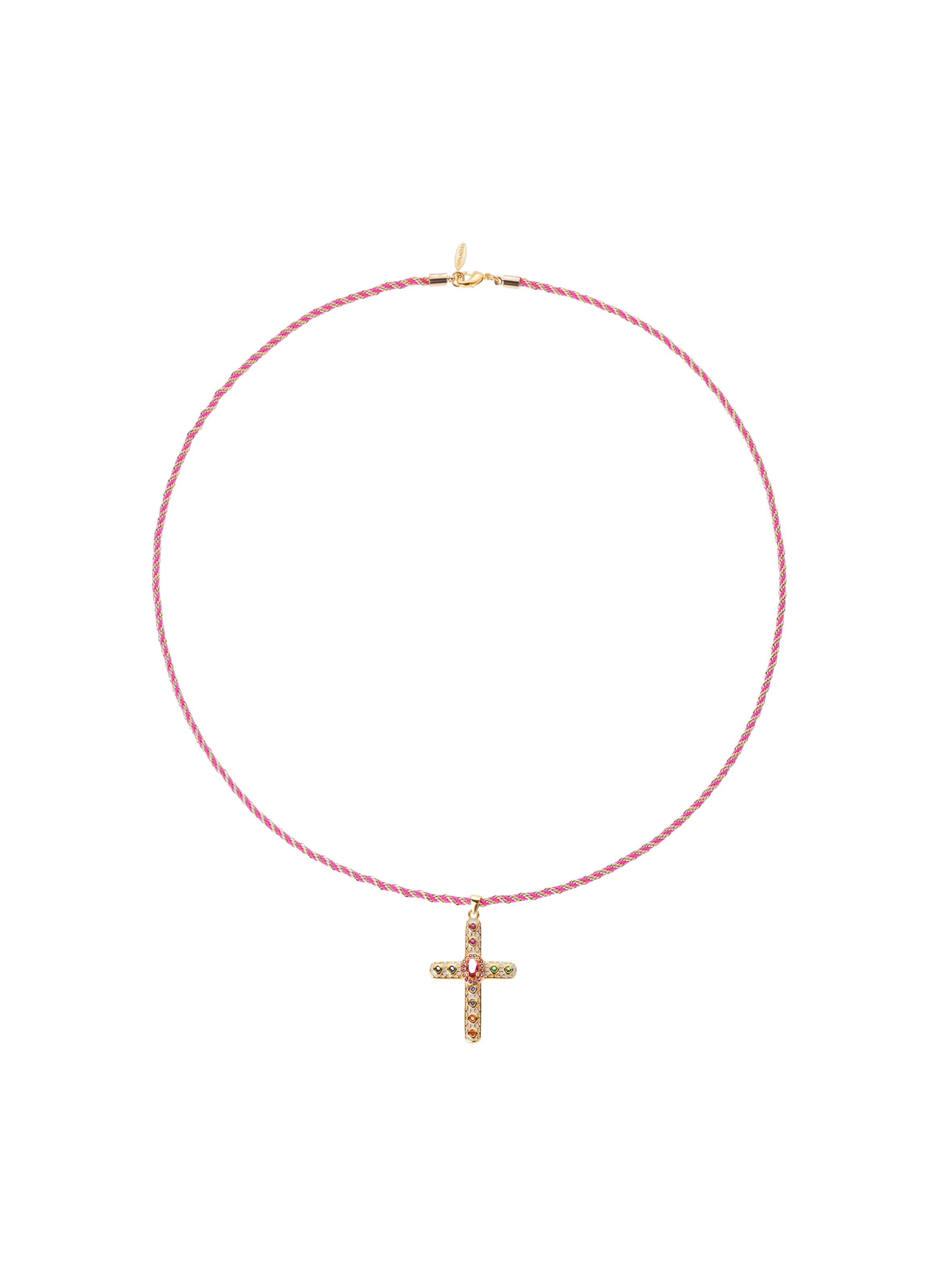 Chain necklace with colorful cord and pendant HIPANEMA White