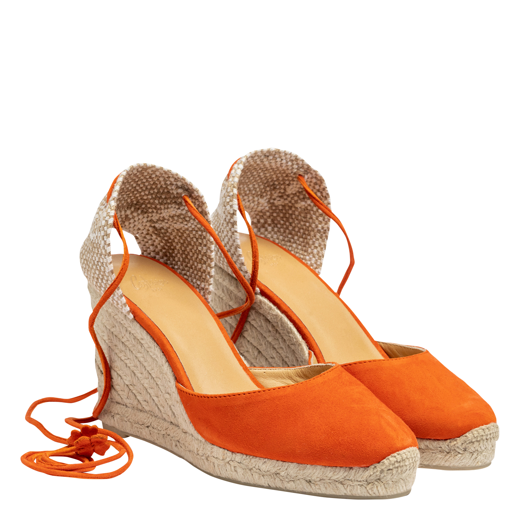 Sandales compensées en suede CASTANER Orange