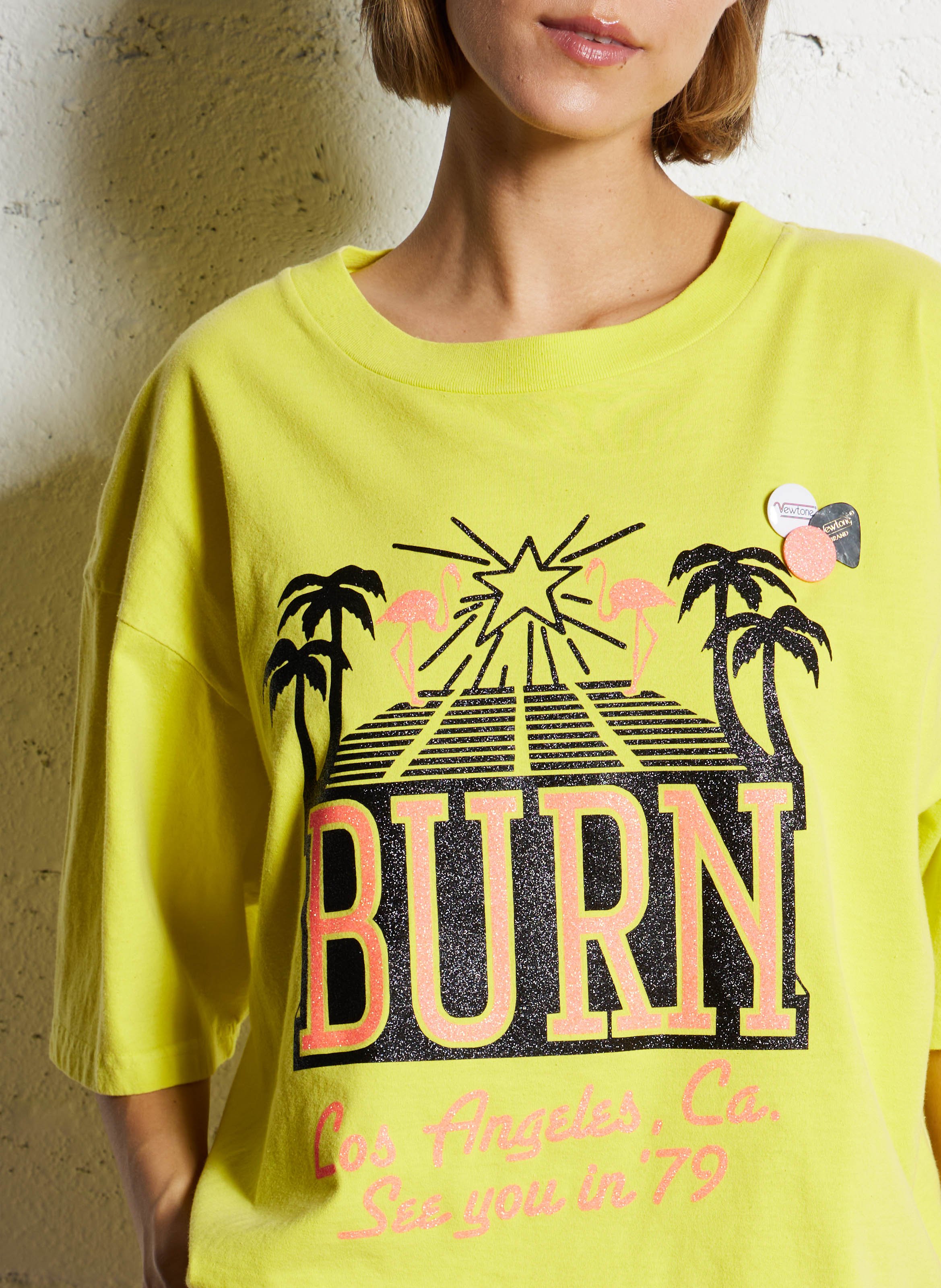 Oversized cotton screen-printed t-shirt NEWTONE Yellow