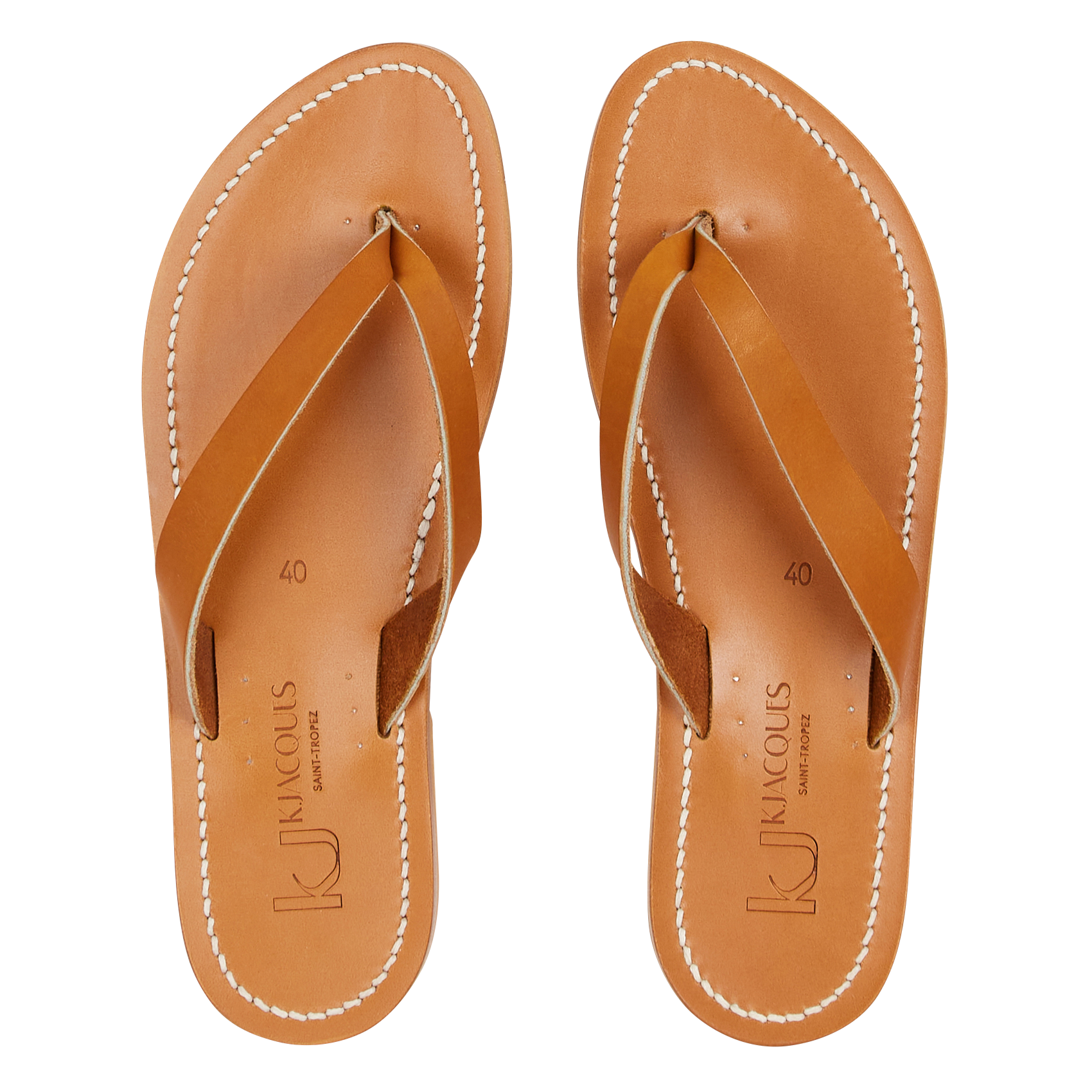 Aouda flat leather sandals K JACQUES Brown