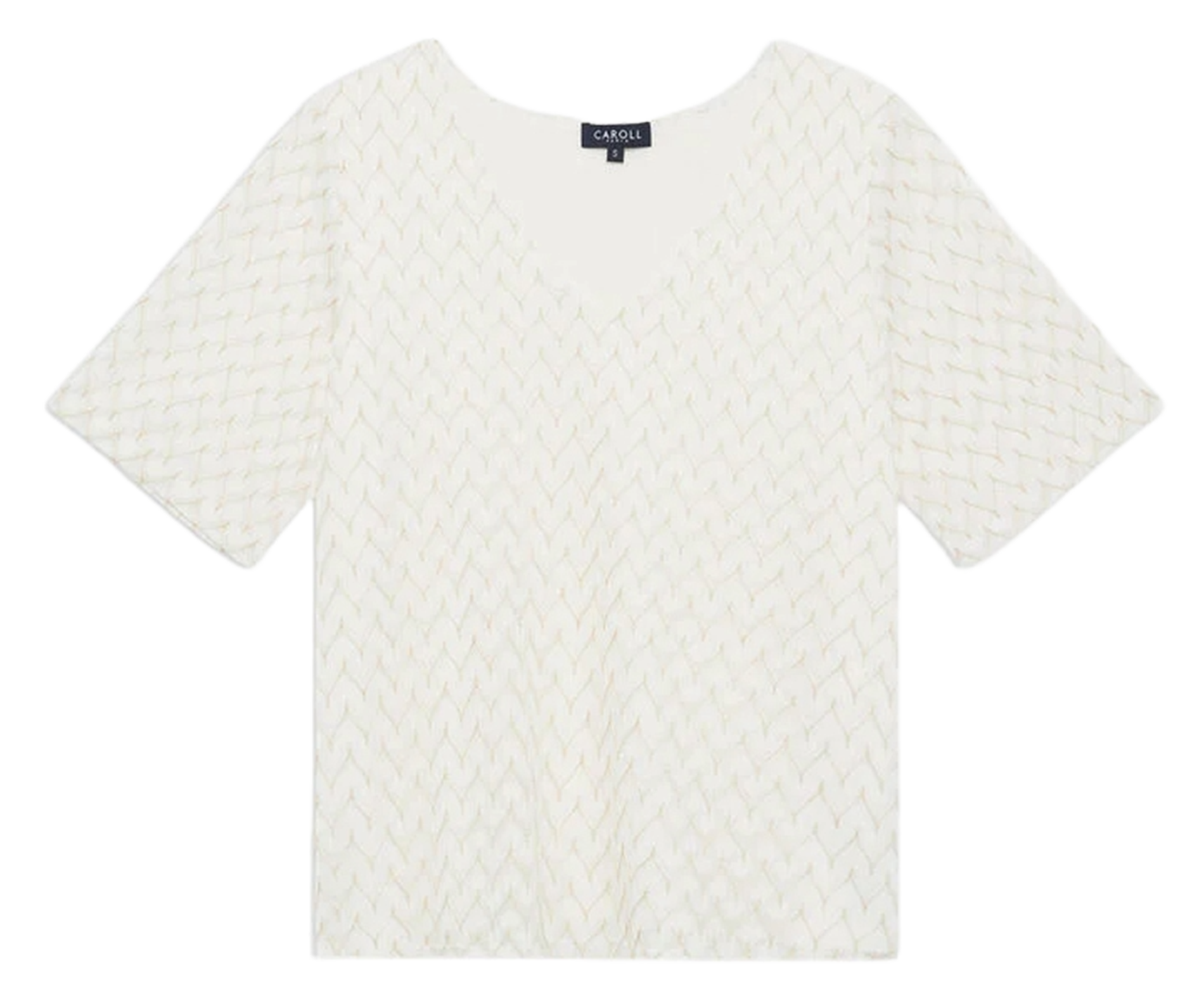 Tee-shirt col V CAROLL Beige