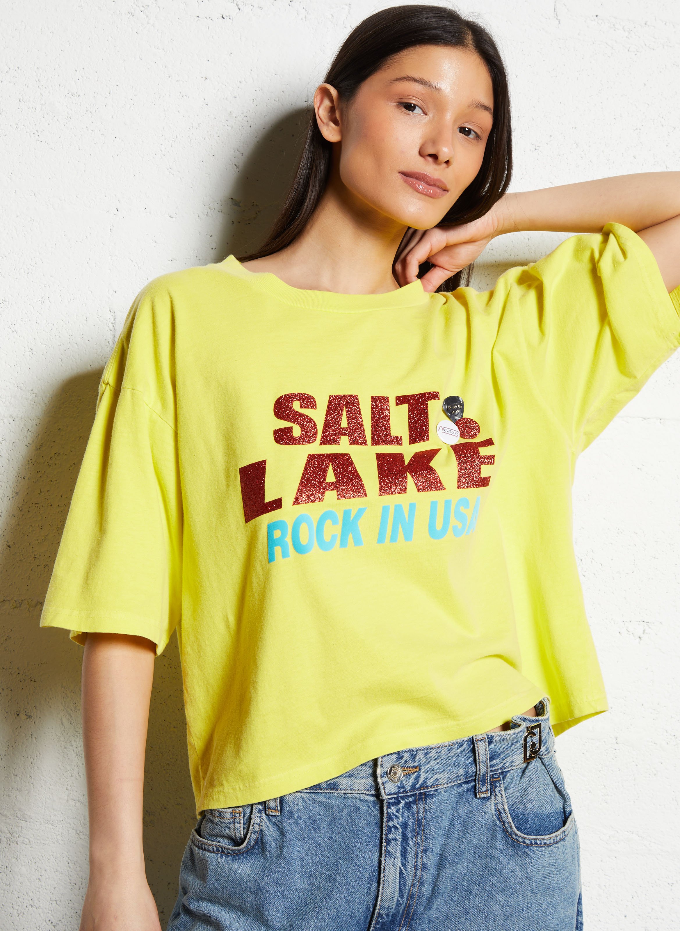 Tee-shirt droit col rond en coton NEWTONE Jaune