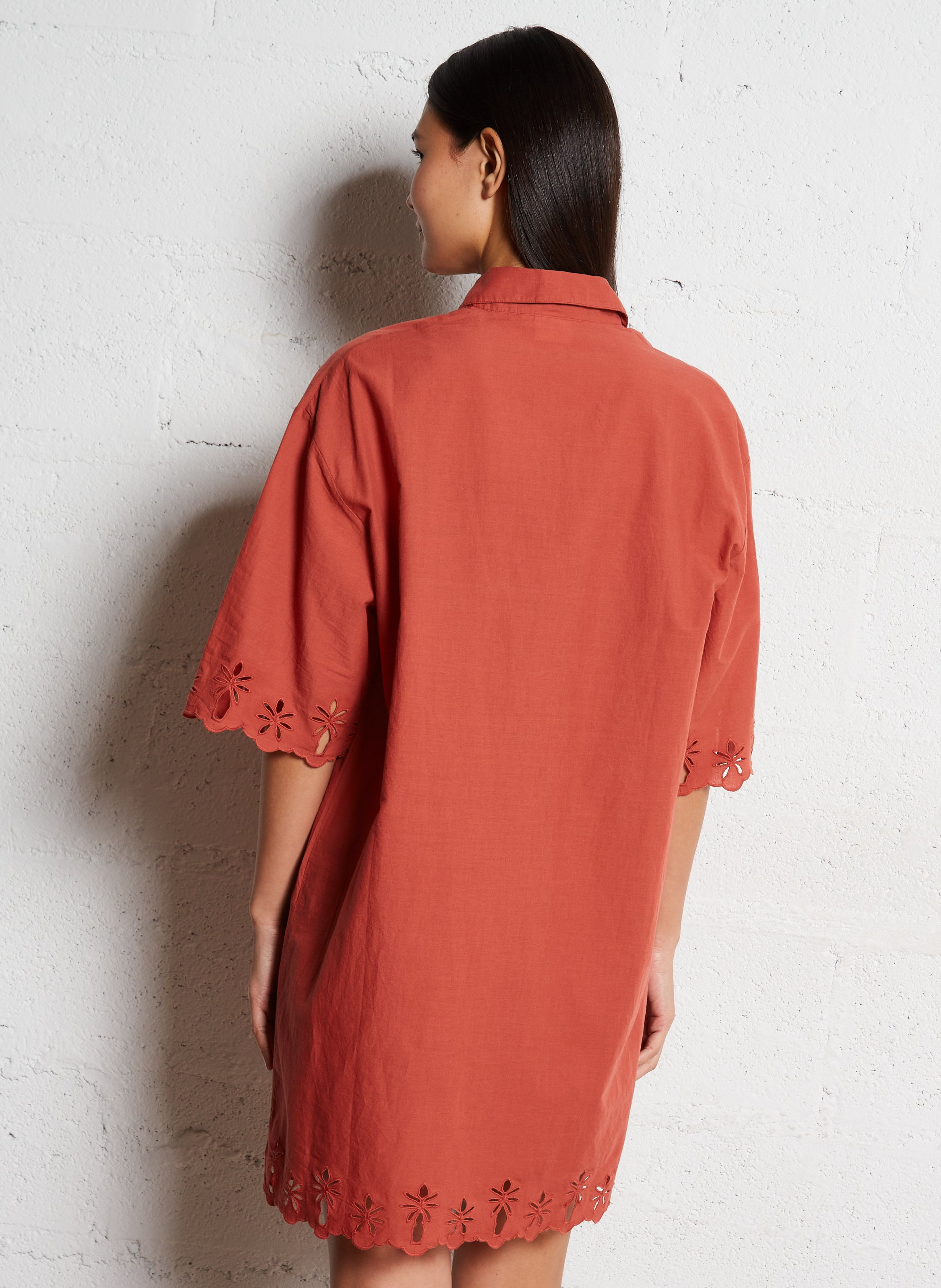 Robe midi droite boutonnée  HARTFORD Rouge