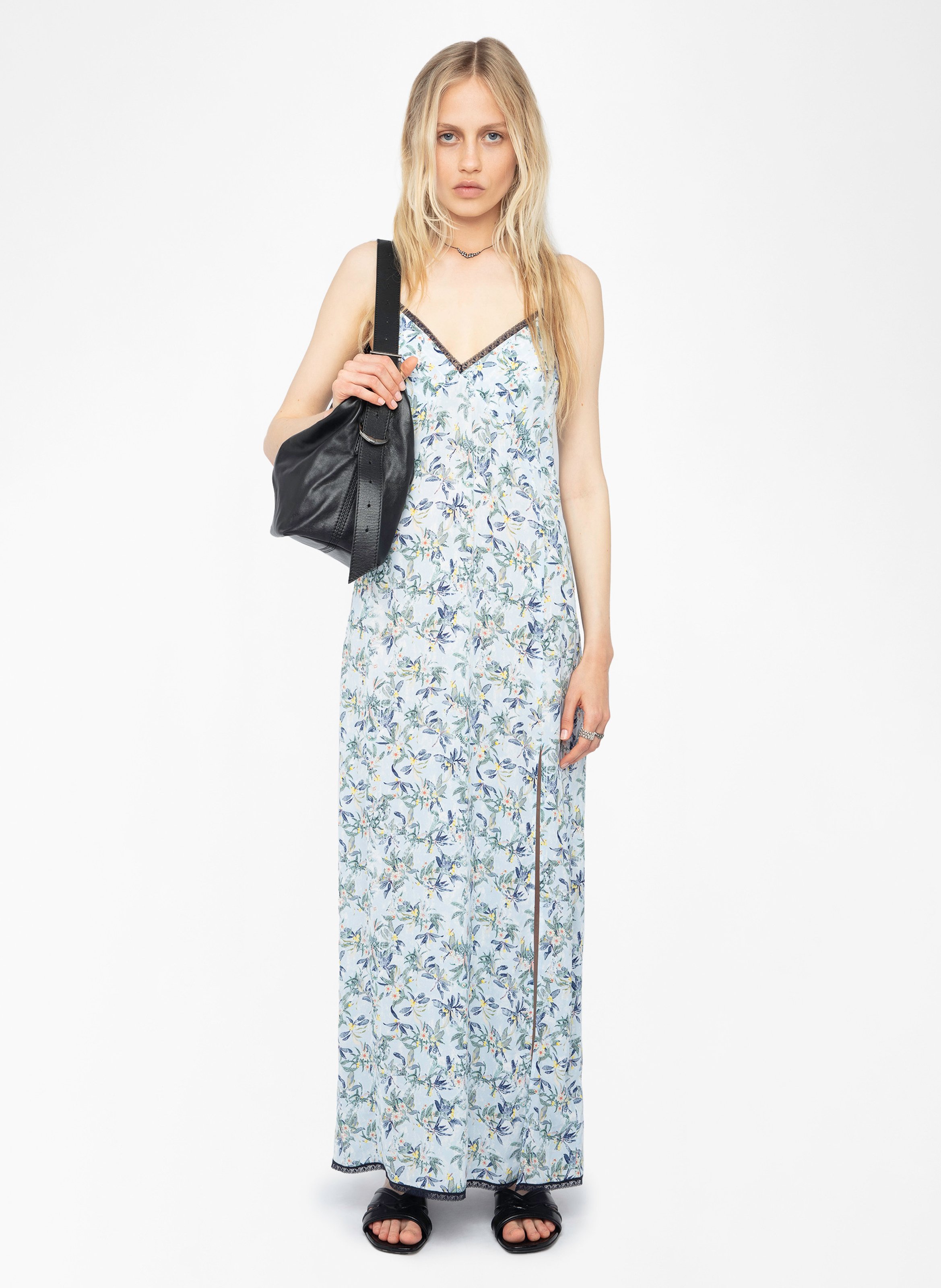 Robe longue col v à imprimé floral ZADIG&VOLTAIRE Bleu