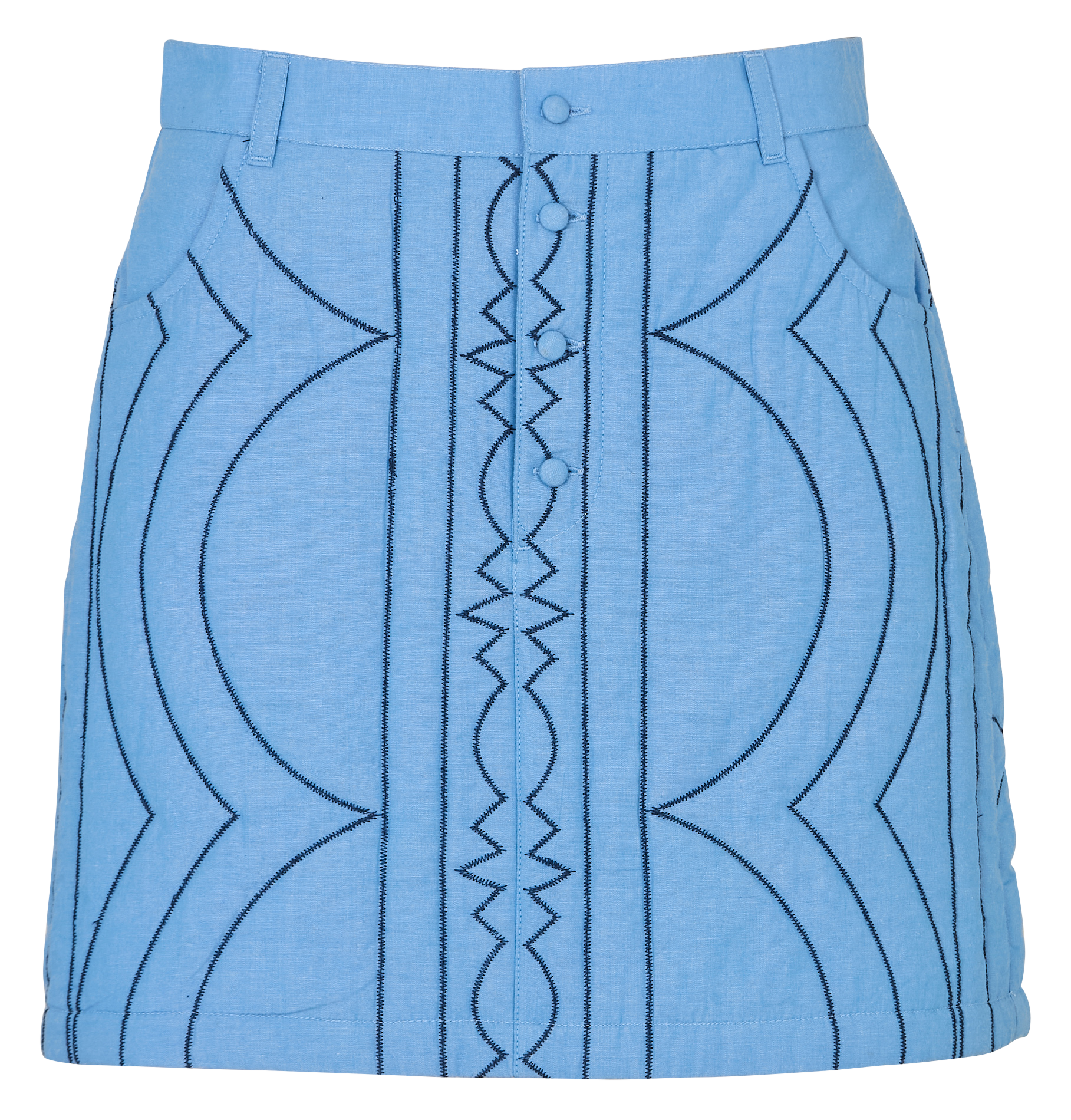 Flared quilted cotton skirt I CODE Blue