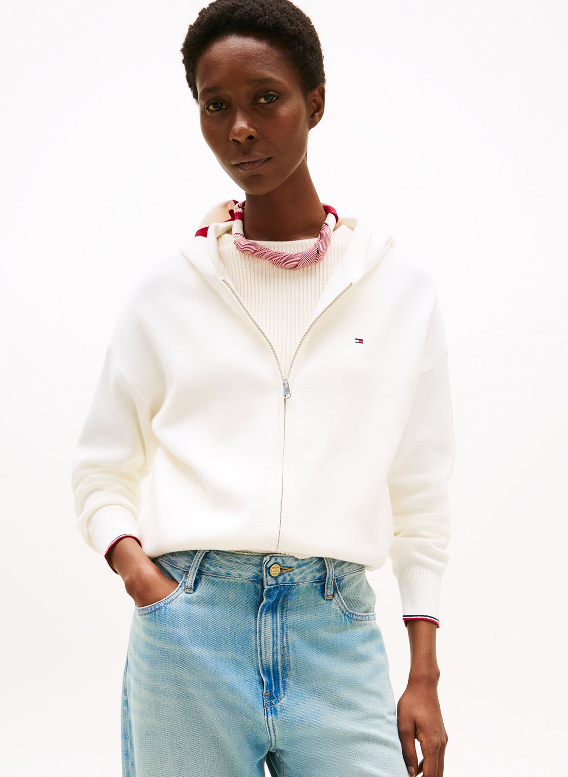 Sweat à capuche en coton bio mélangé TOMMY HILFIGER Blanc