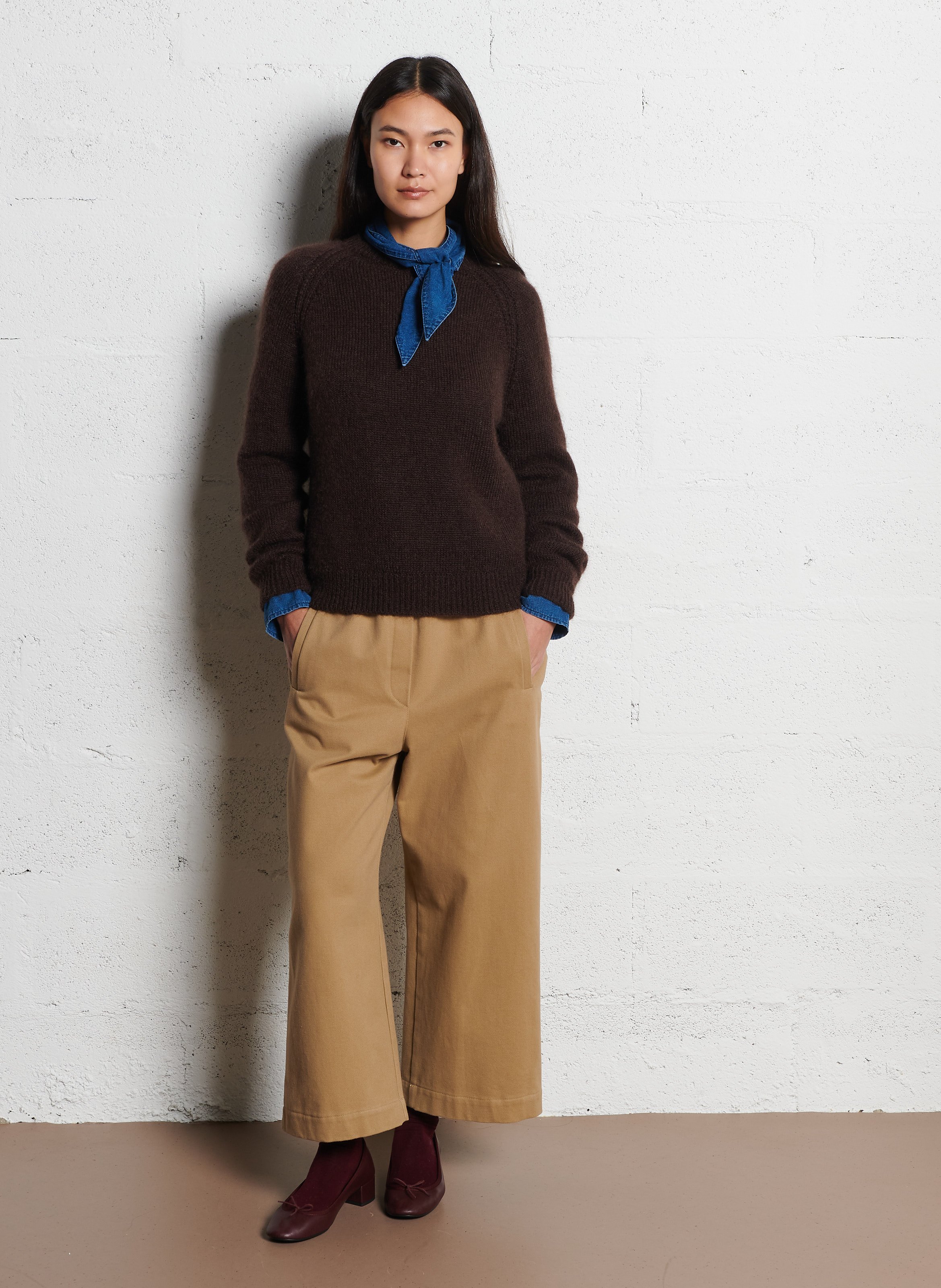 Rechte trui van gemengde mohair SUZIE WINKLE Bruin