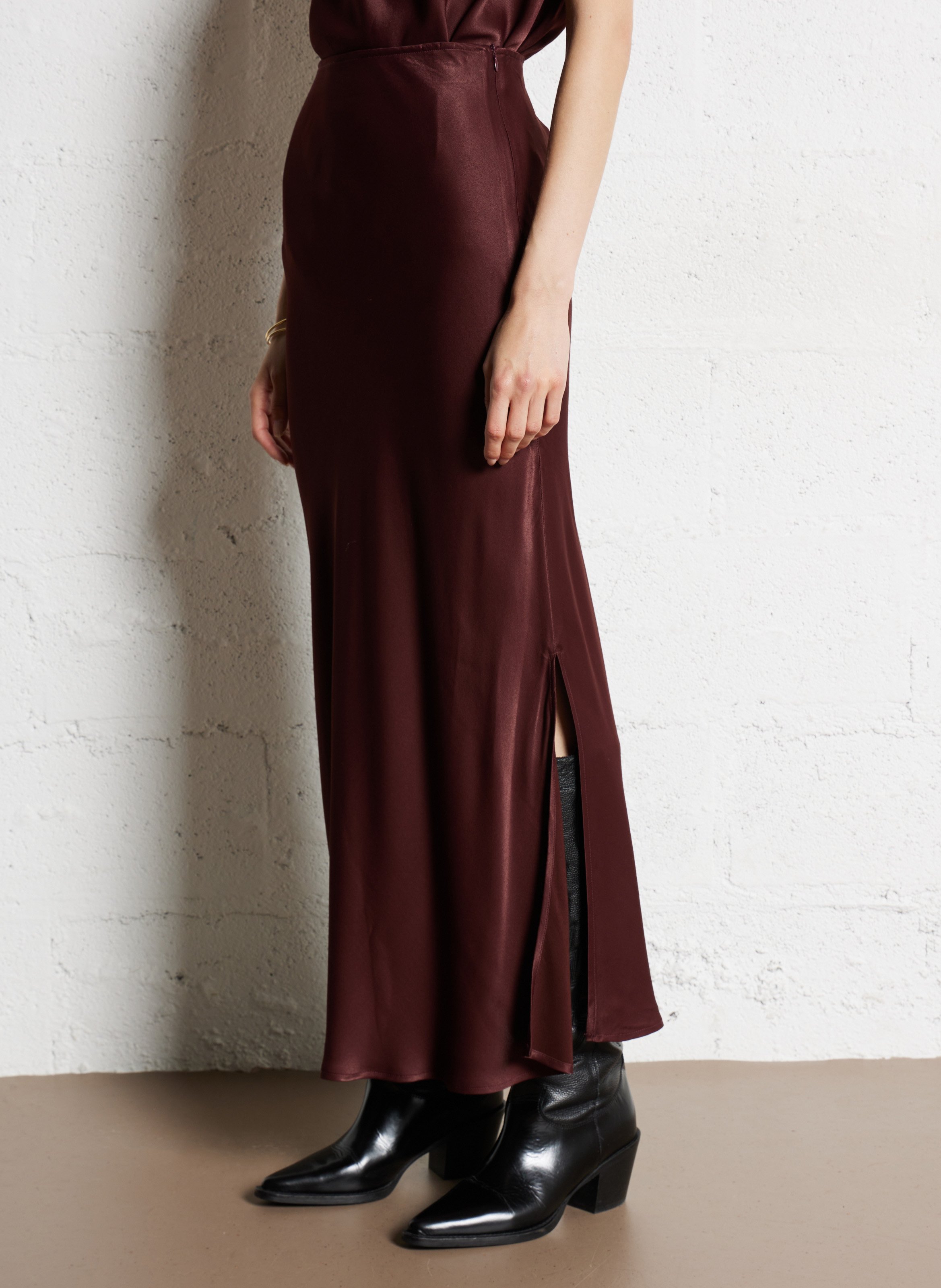 Jupe longue fluide SUNCOO Prune