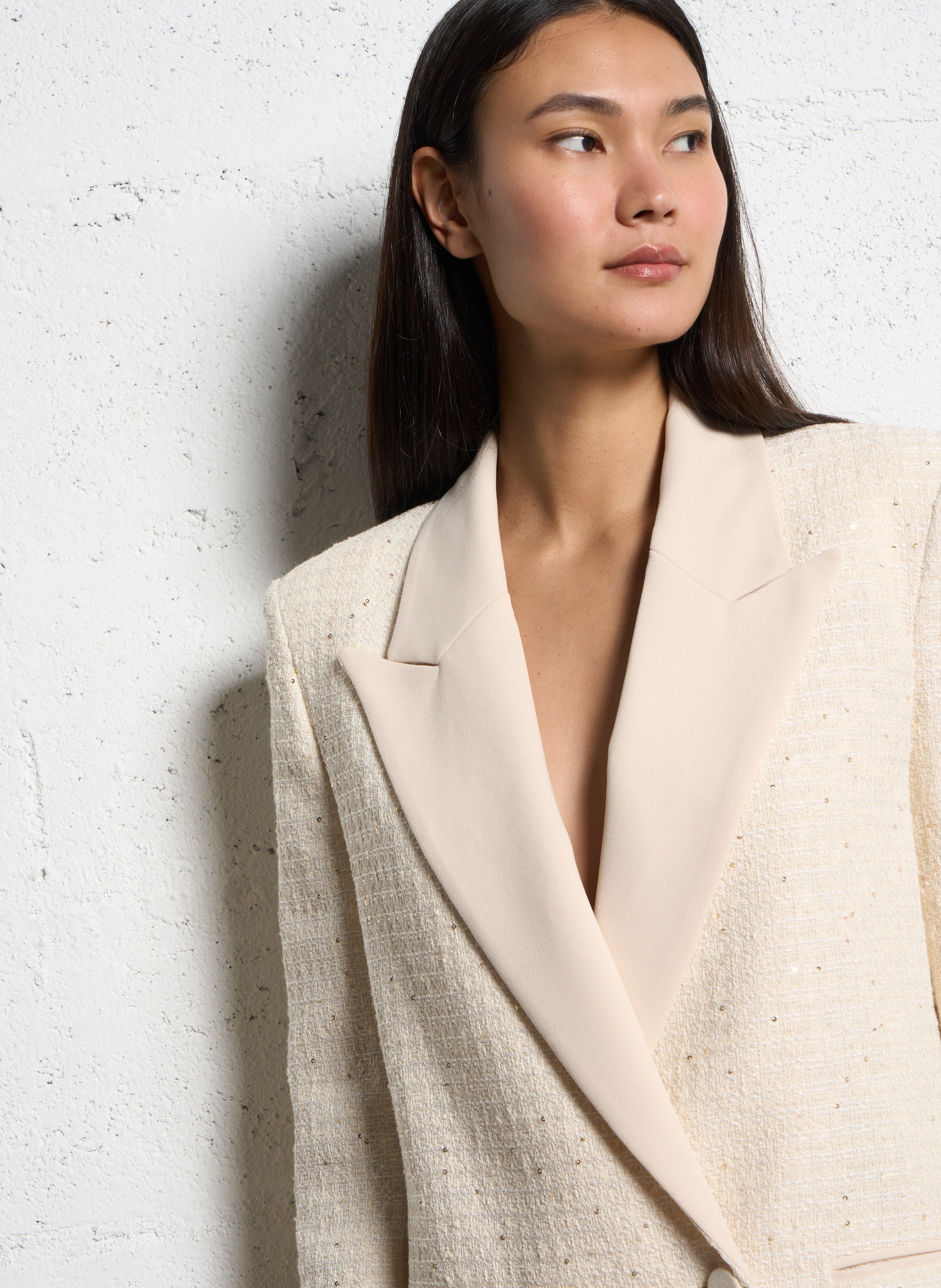 Veste tailleur droite en coton mélangé IMPERIAL Blanc