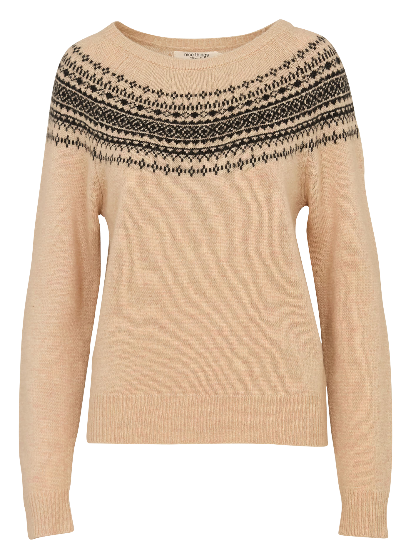 Pull droit en laine mélangée  NICE THINGS Beige