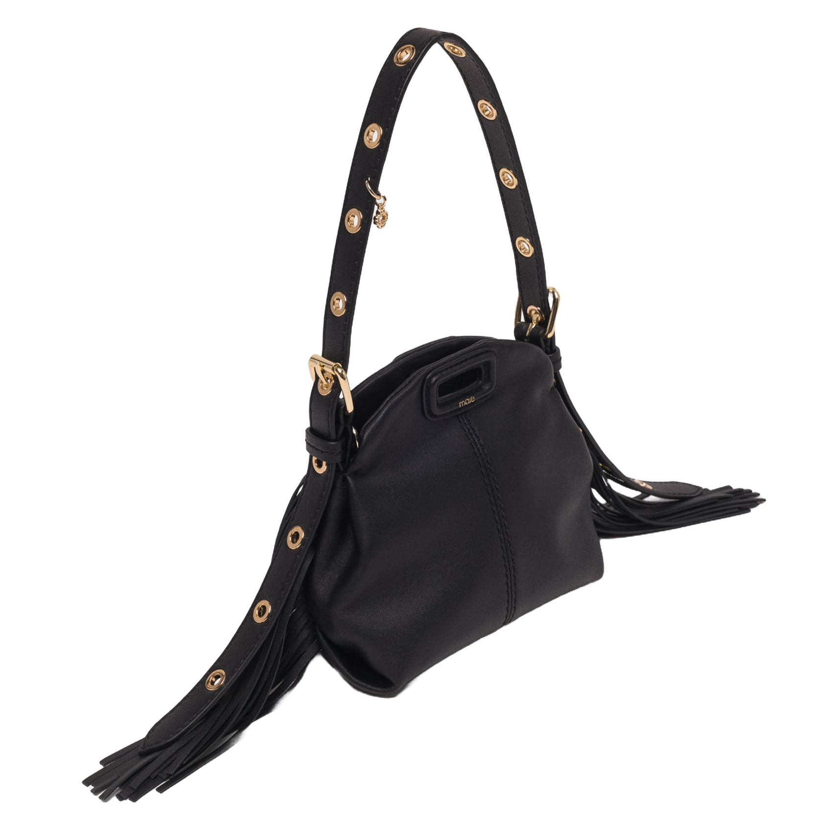 Sac bandoulière en cuir MAJE Noir