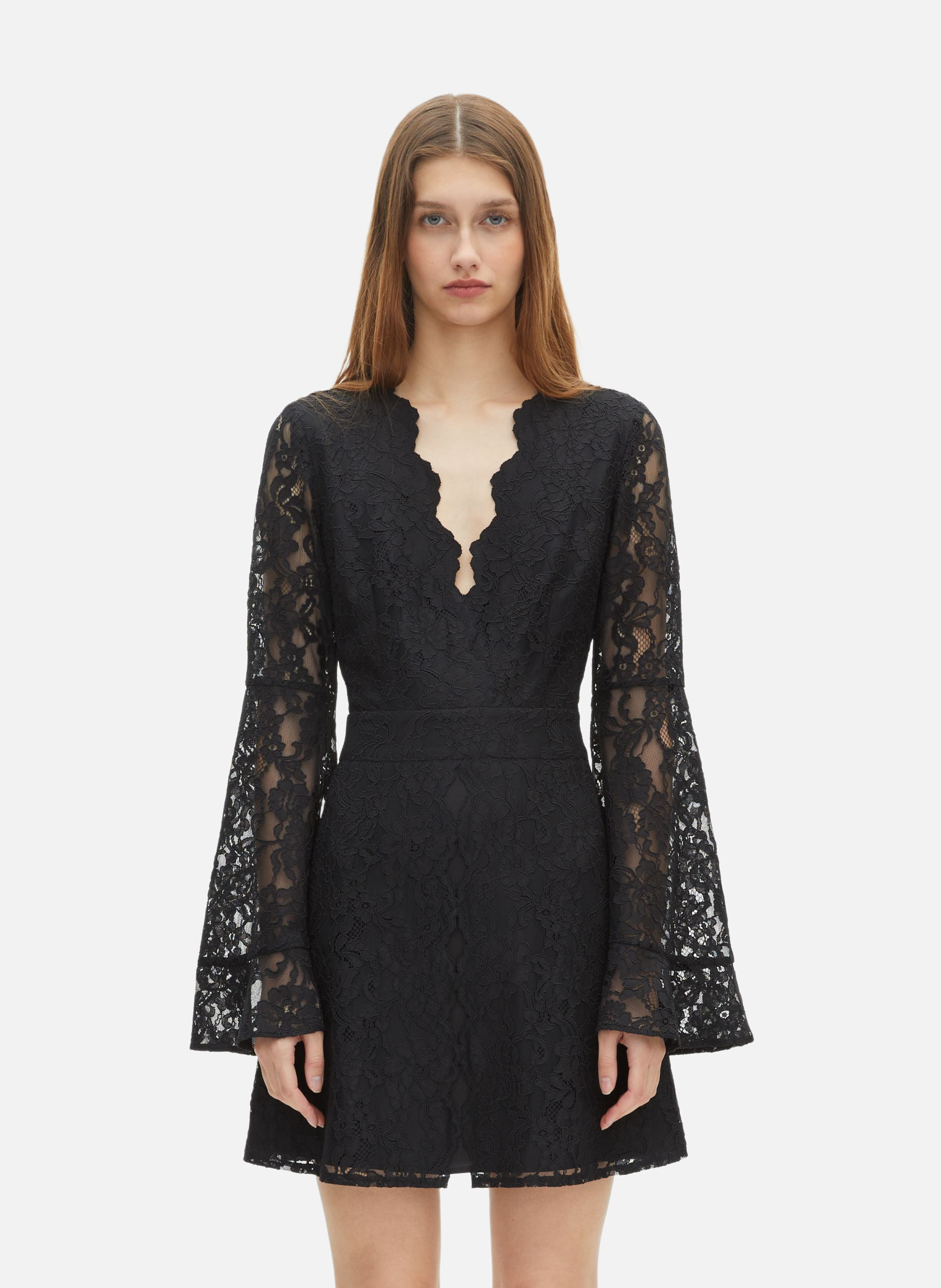Short dress with flared sleeves in lace THE KOOPLES Black