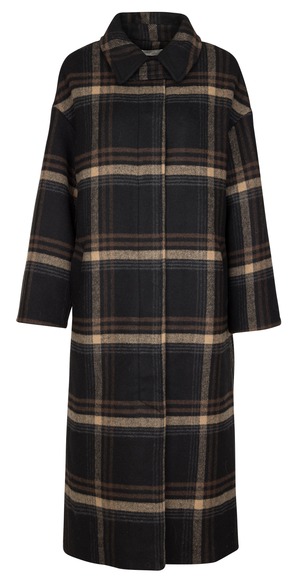 Manteau long droit à carreaux DES PETITS HAUTS Multicolore