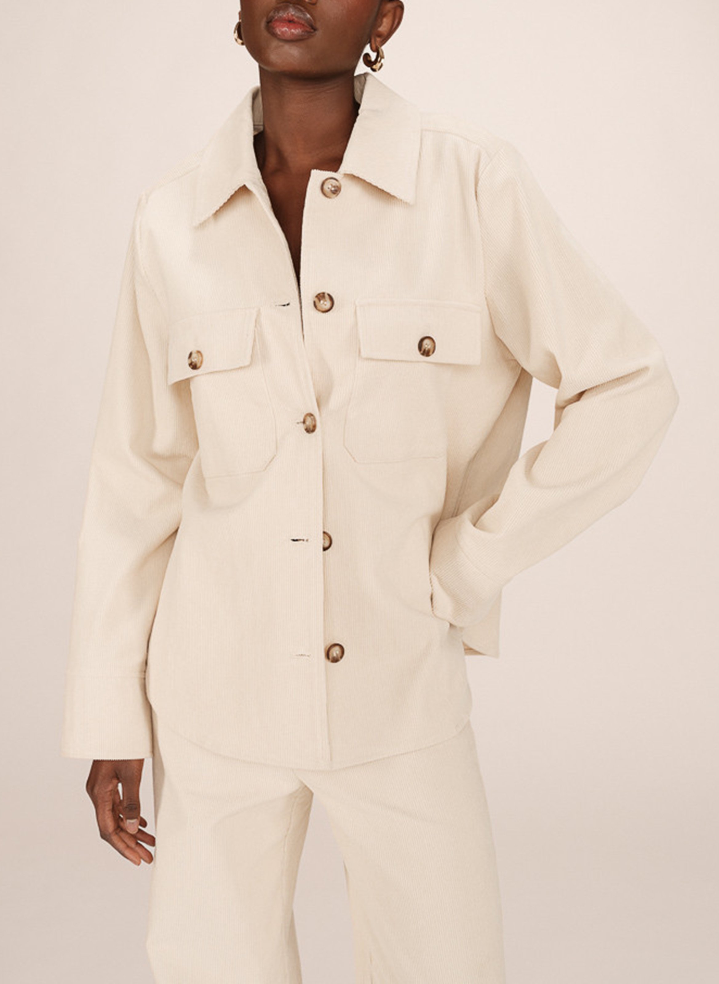 Chemise col classique manches contrastantes en coton GRACE ET MILA