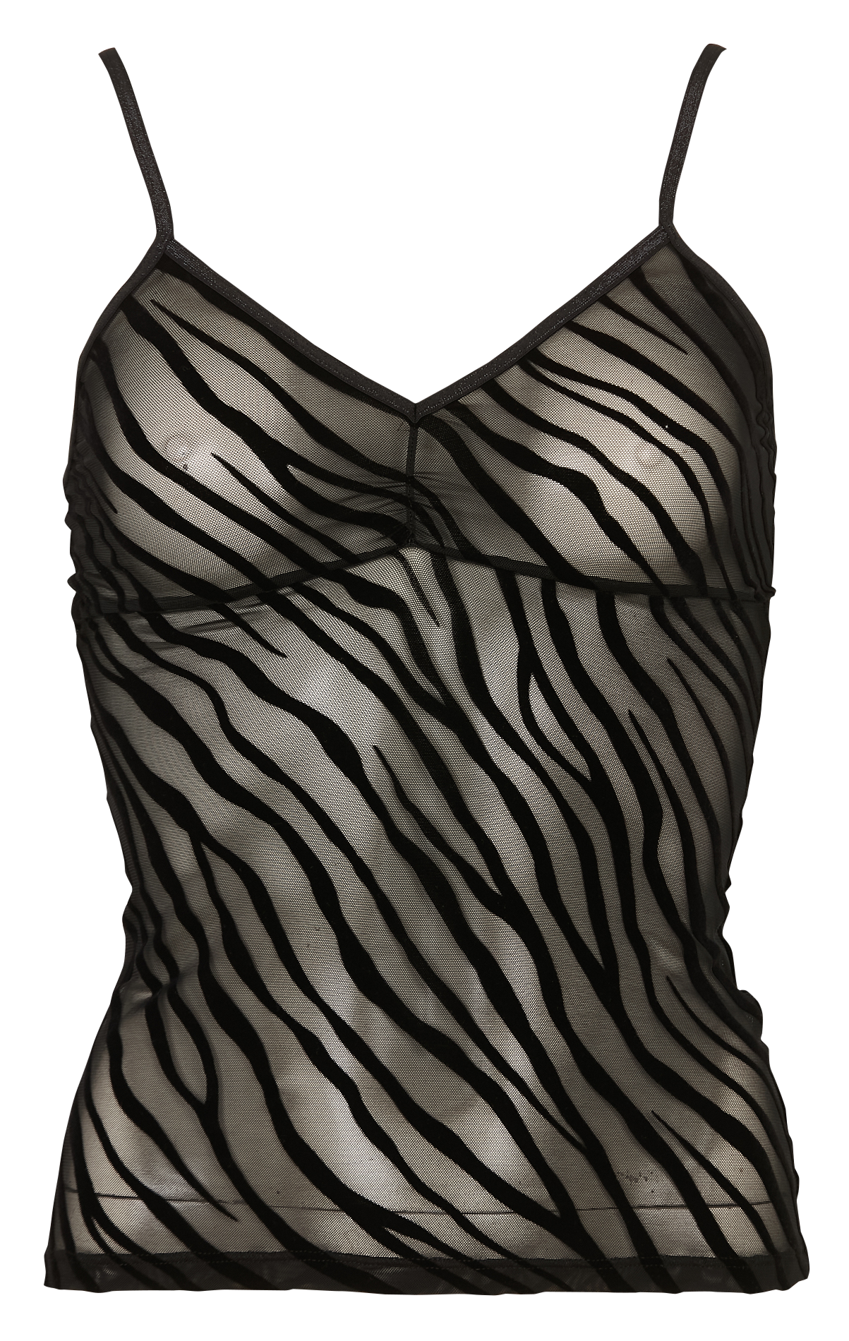 Top bretelles à rayures velours LA NOUVELLE Noir
