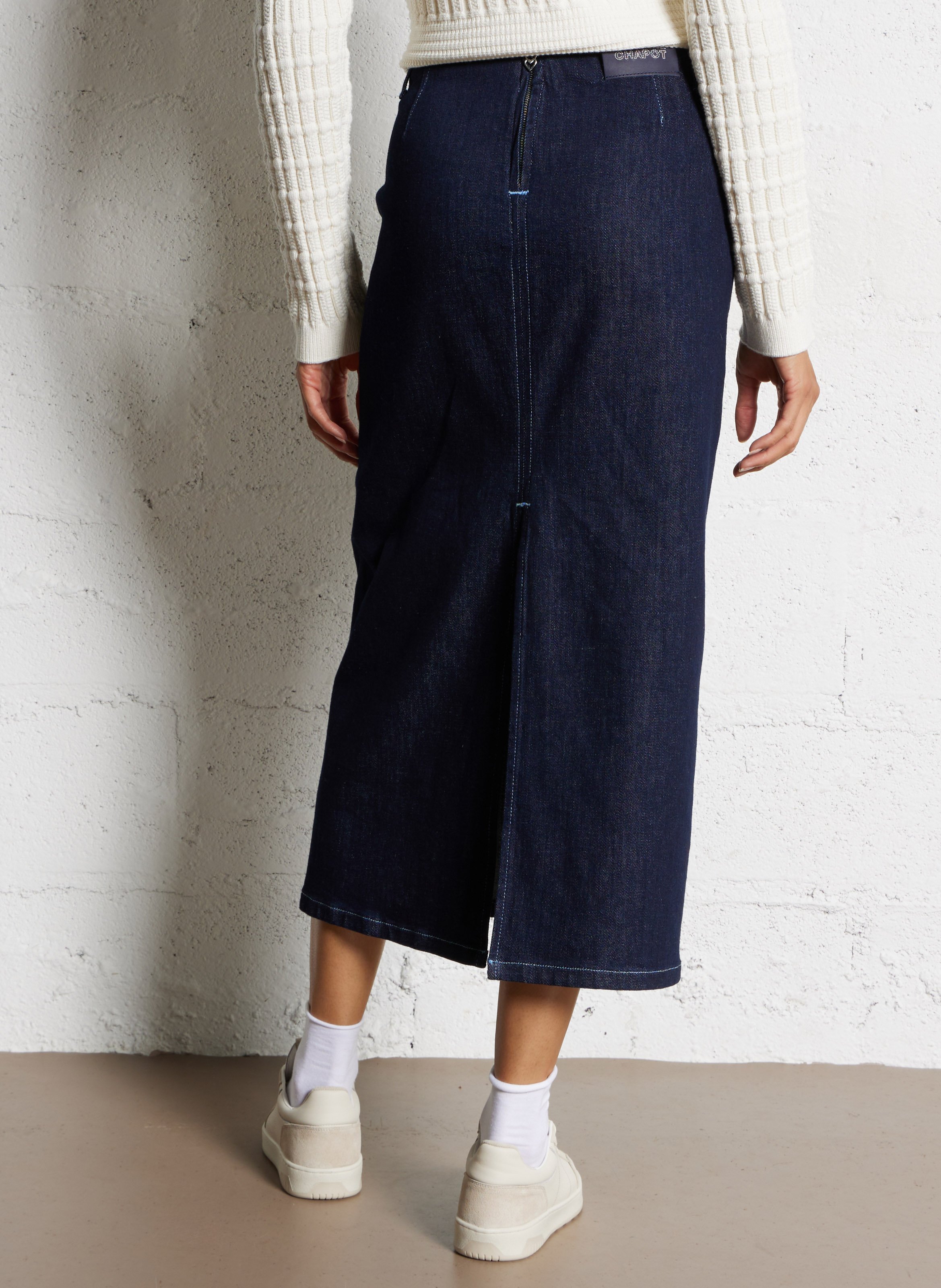 Halflange rok | biokatoenblend FABIENNE CHAPOT Blauw