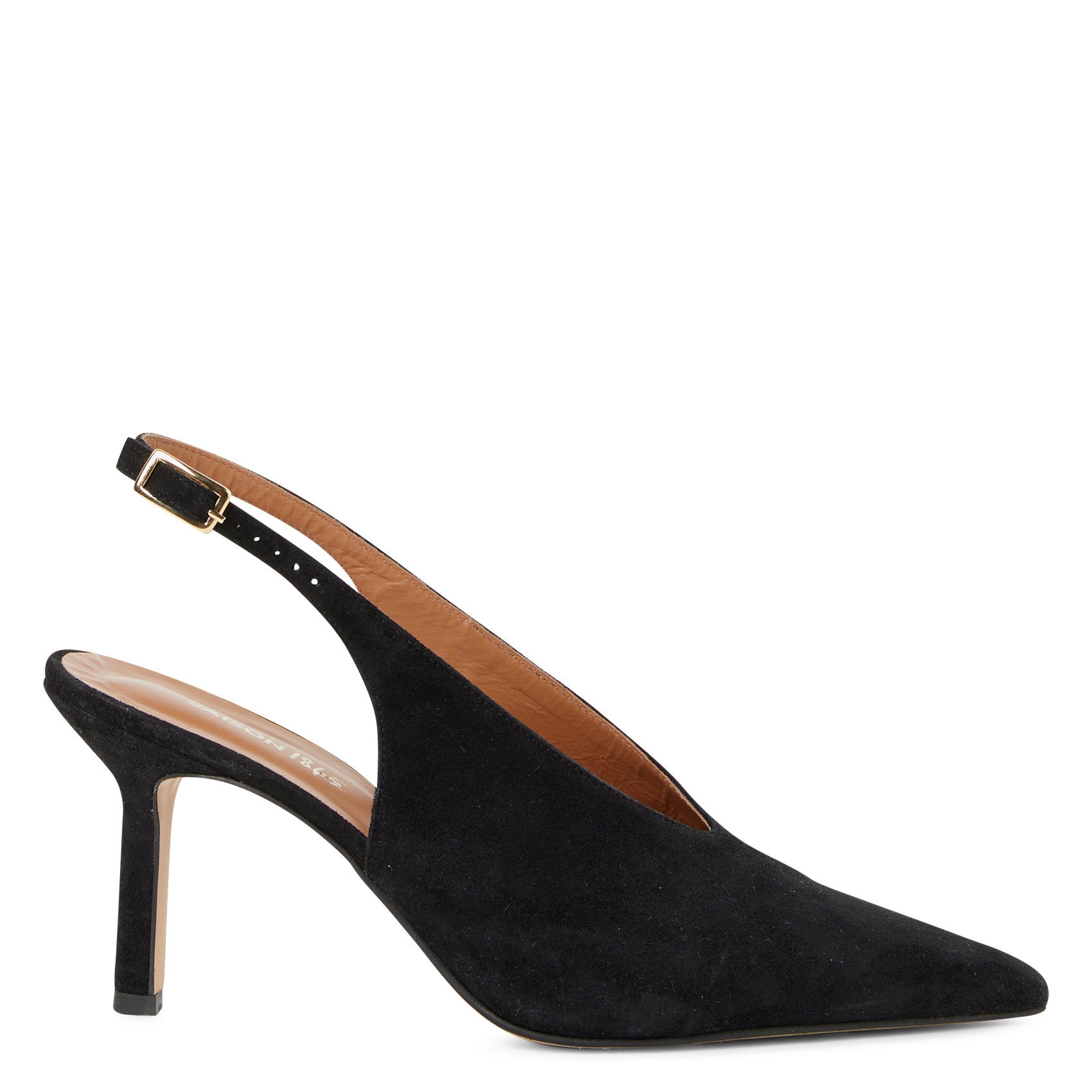 Sling-back suede leather pumps SAISON 1865 Black