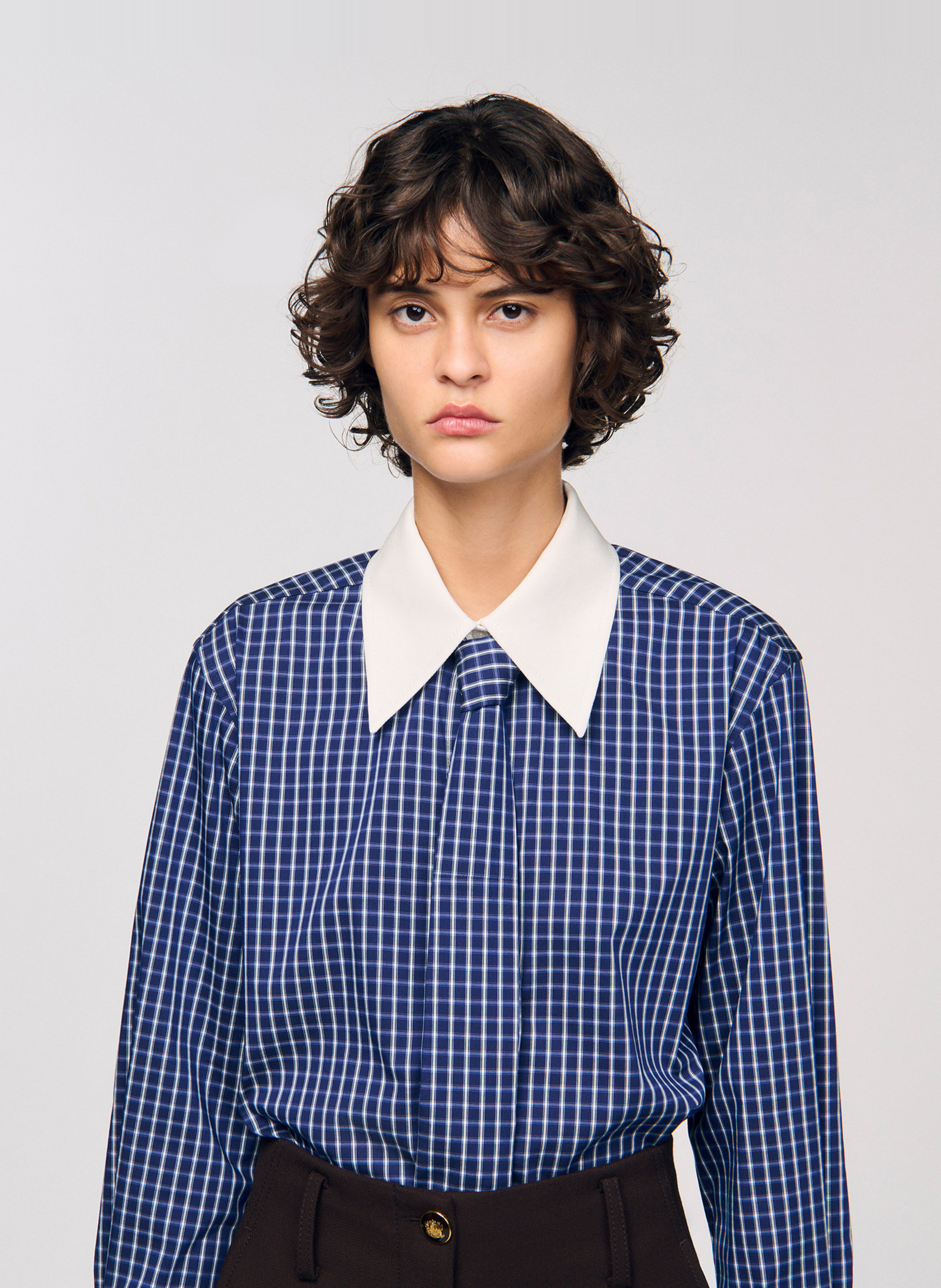 Straight checked shirt SANDRO Blue