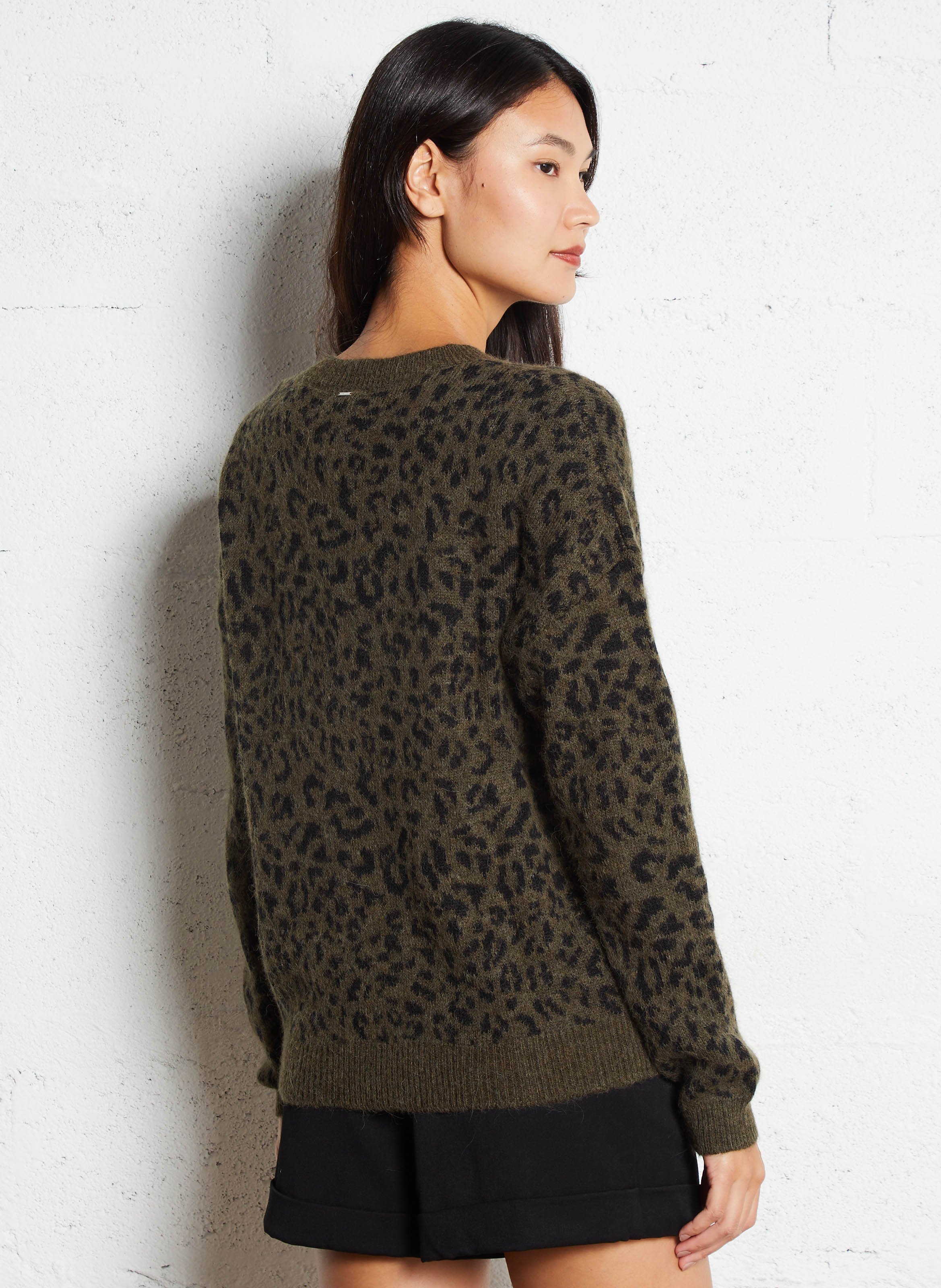 Pull droit col rond imprimé IKKS Kaki