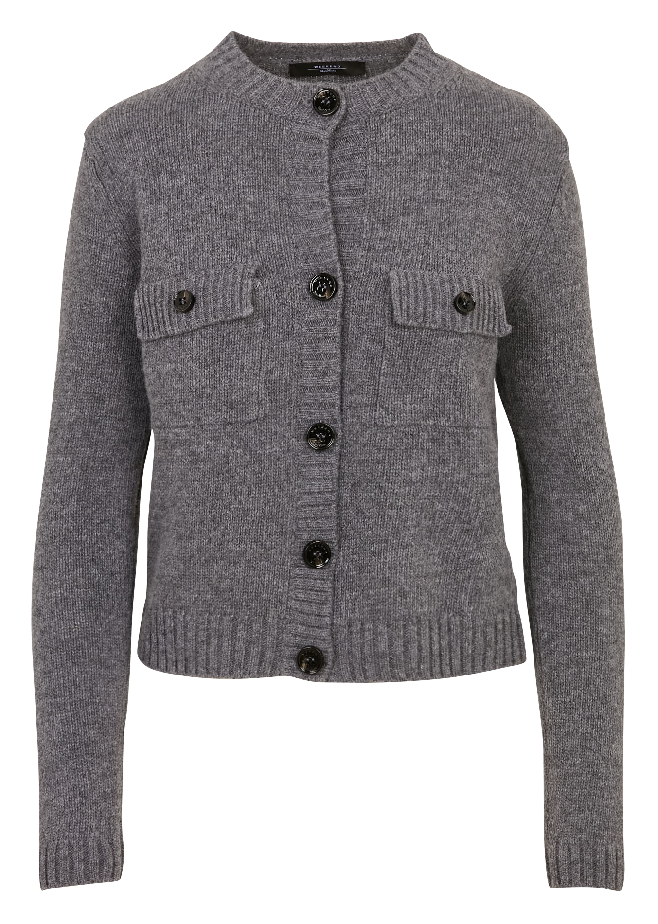 Straight round-neck wool cardigan MAX MARA WEEK END Black