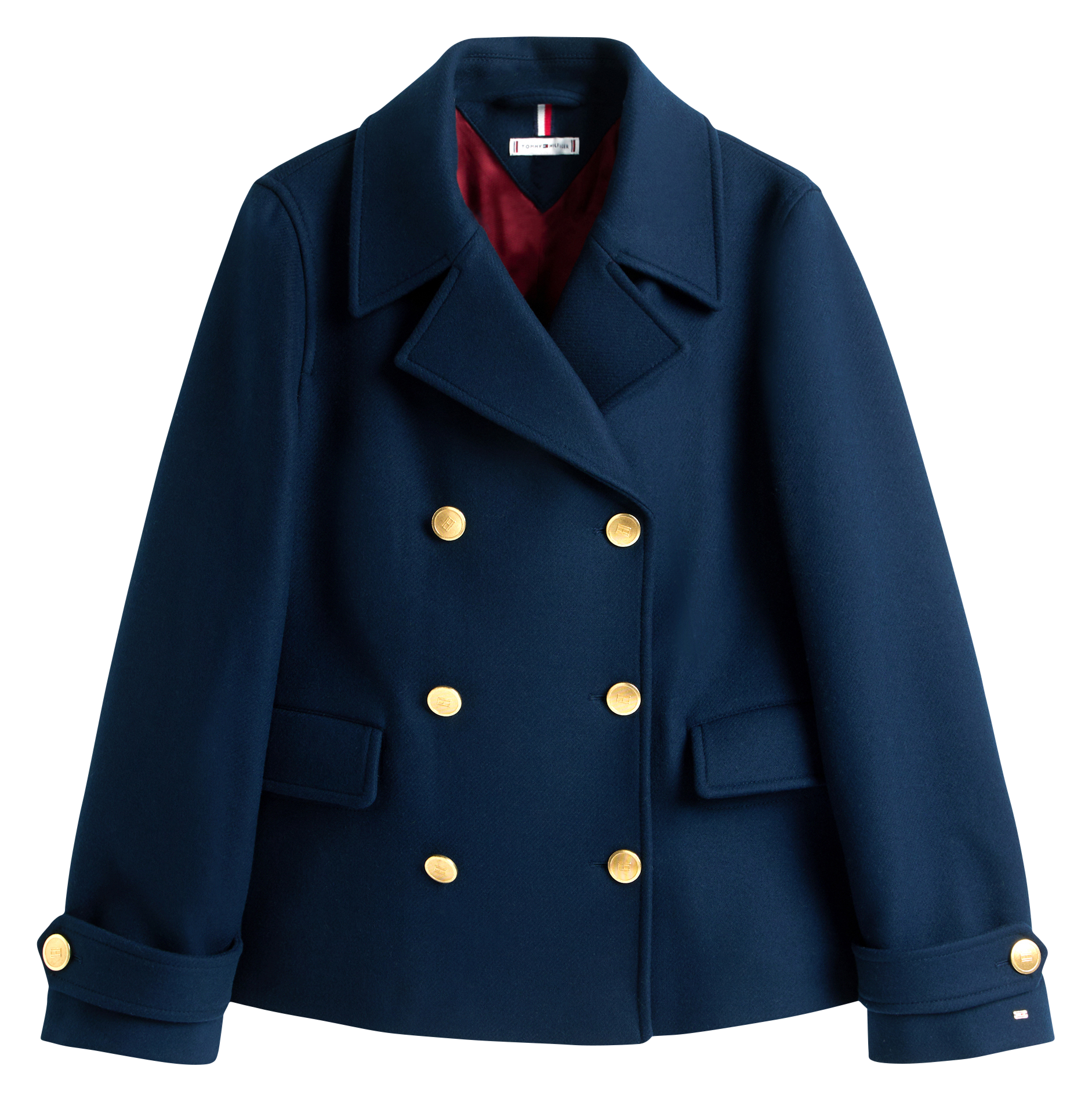 Manteau col tailleur en laine mélangée TOMMY HILFIGER Bleu