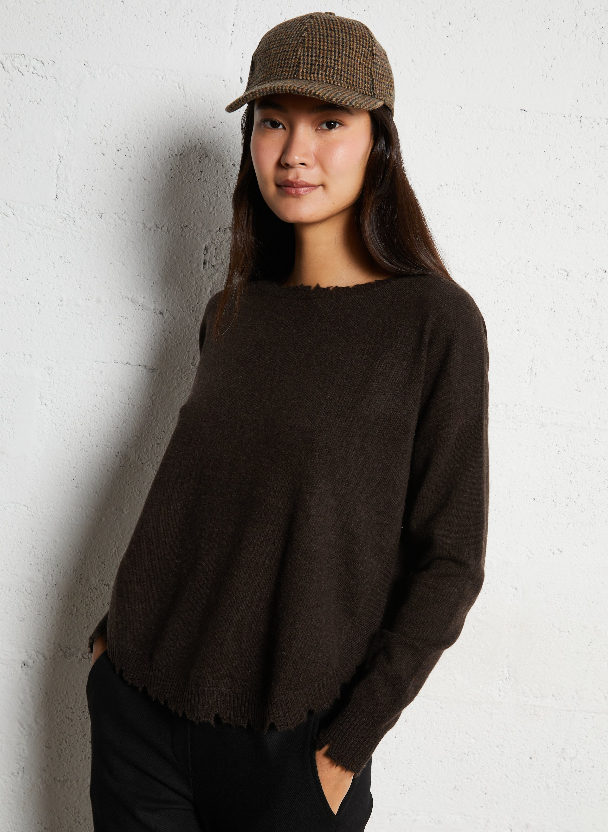 Pull oversize en cachemire maillé KUJTEN Marron