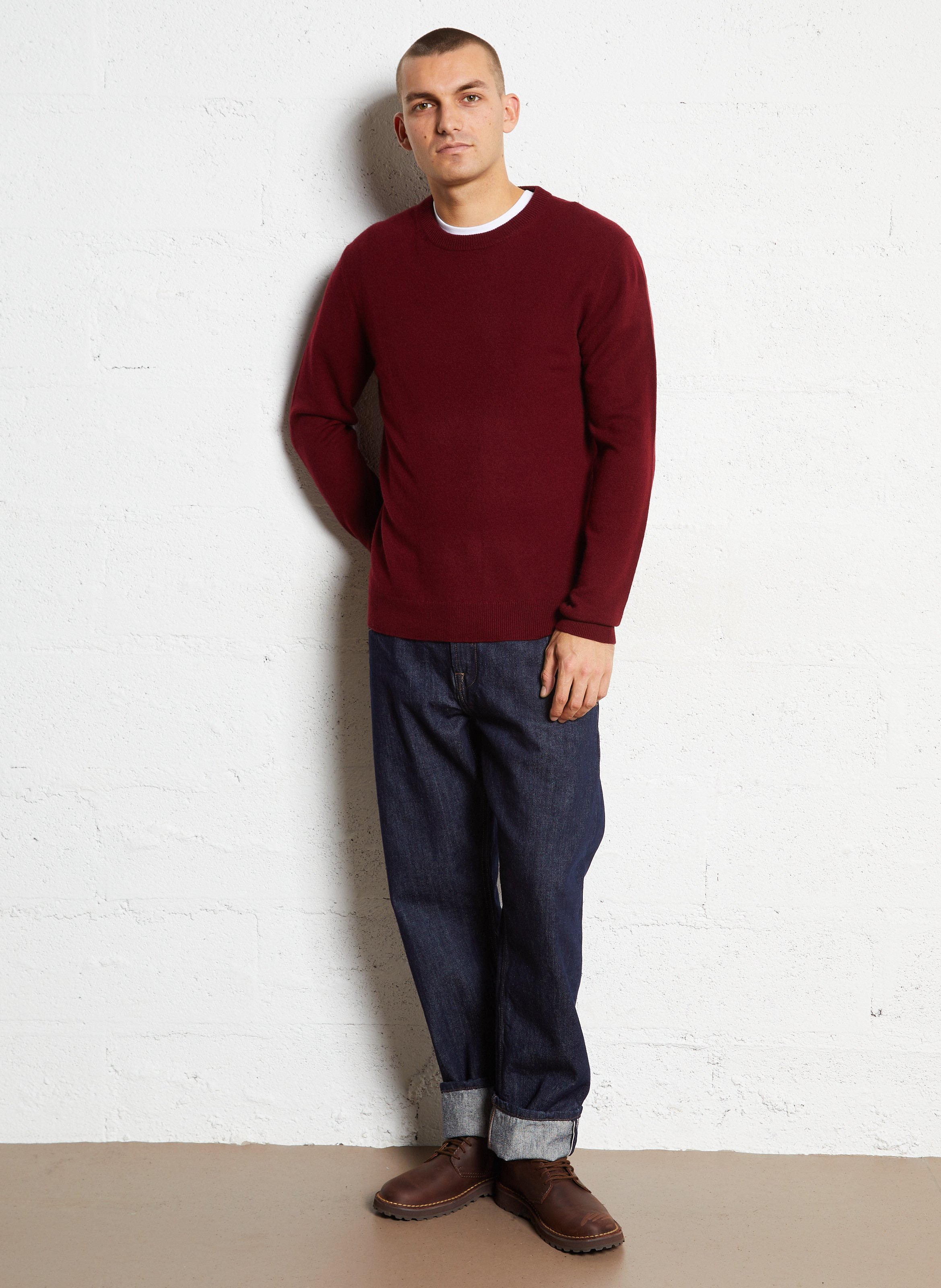 Straight cotton sweater with round neck AU PRINTEMPS PARIS Purple