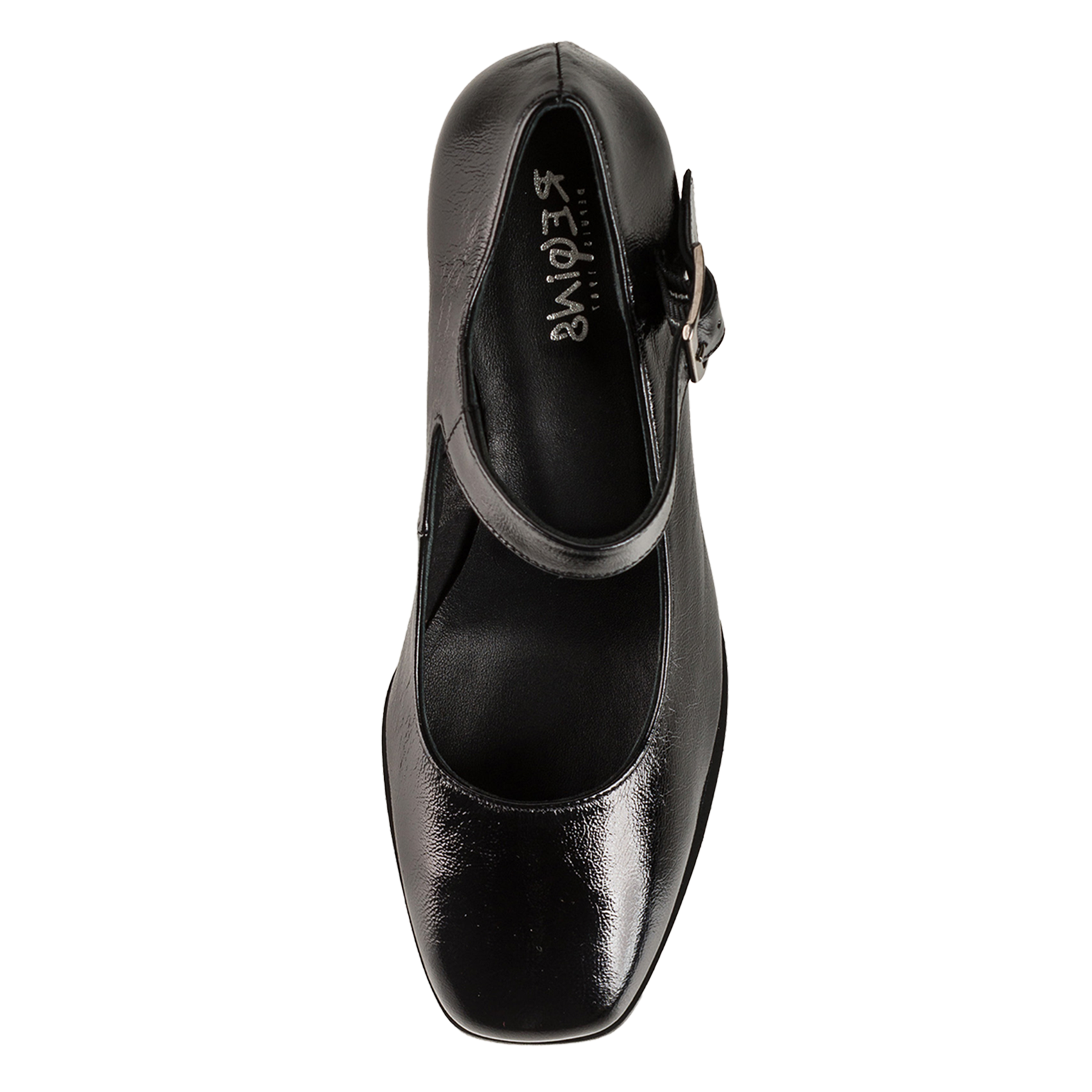 Babies en cuir verni froissé REQINS Noir