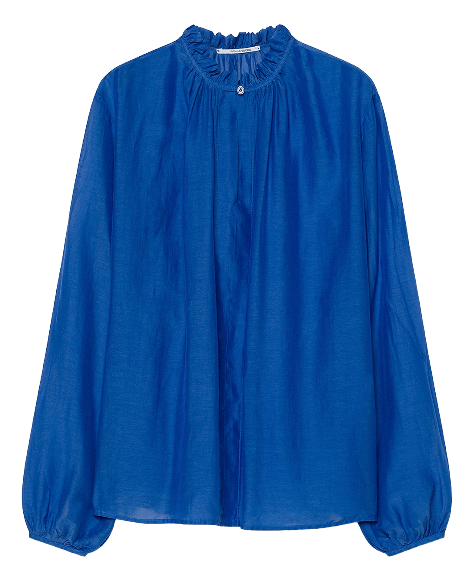 Blouse oversize col rond en coton et soie POMANDERE Bleu