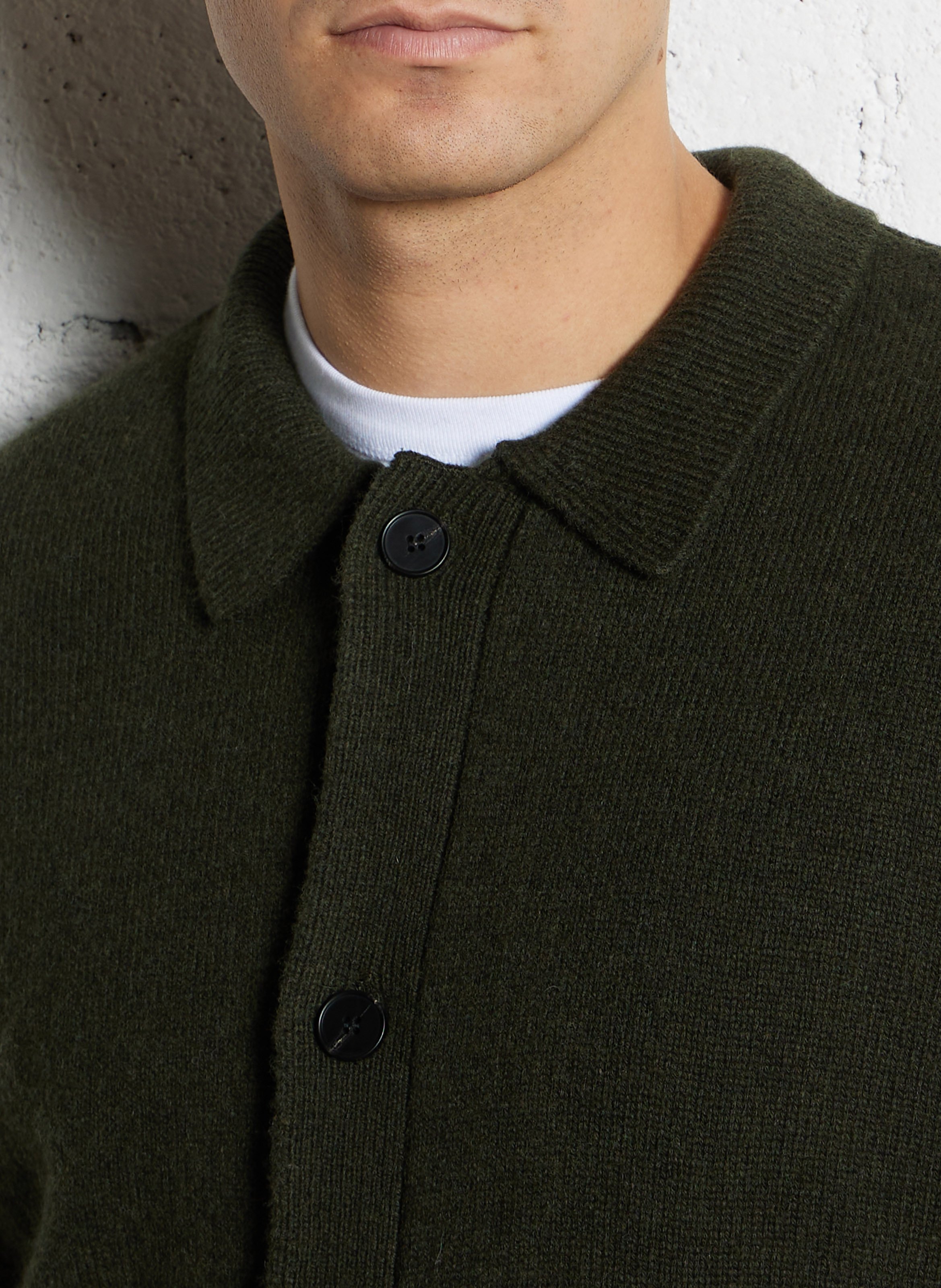 Buttoned wool blend plain vest MINIMUM Green