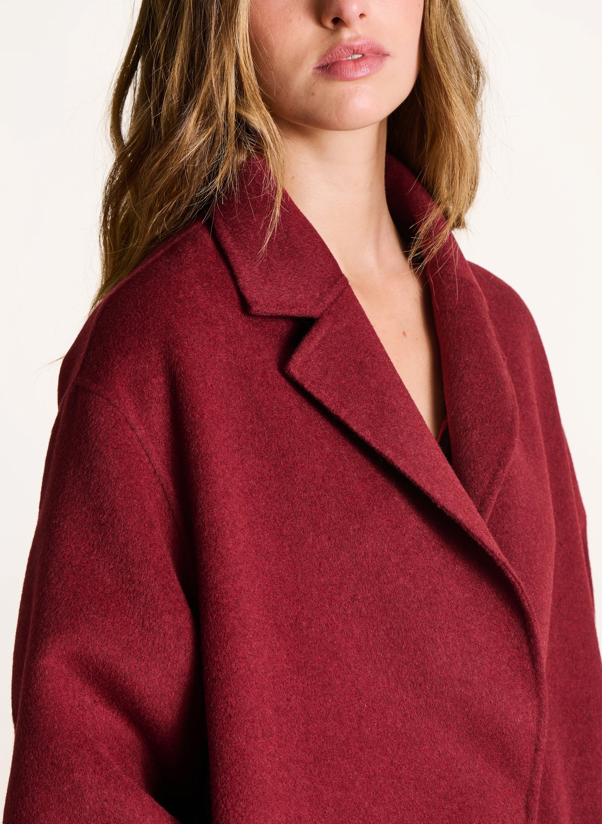 Effen, rechte, wollen jas met lange mouw LA FEE MARABOUTEE Bruin