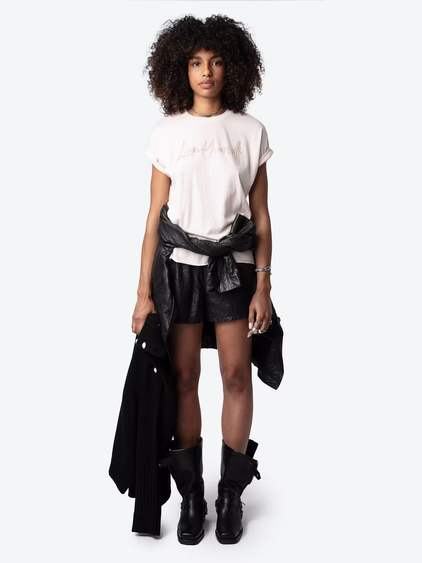 Tee-shirt col rond en coton bio ZADIG&VOLTAIRE Rose