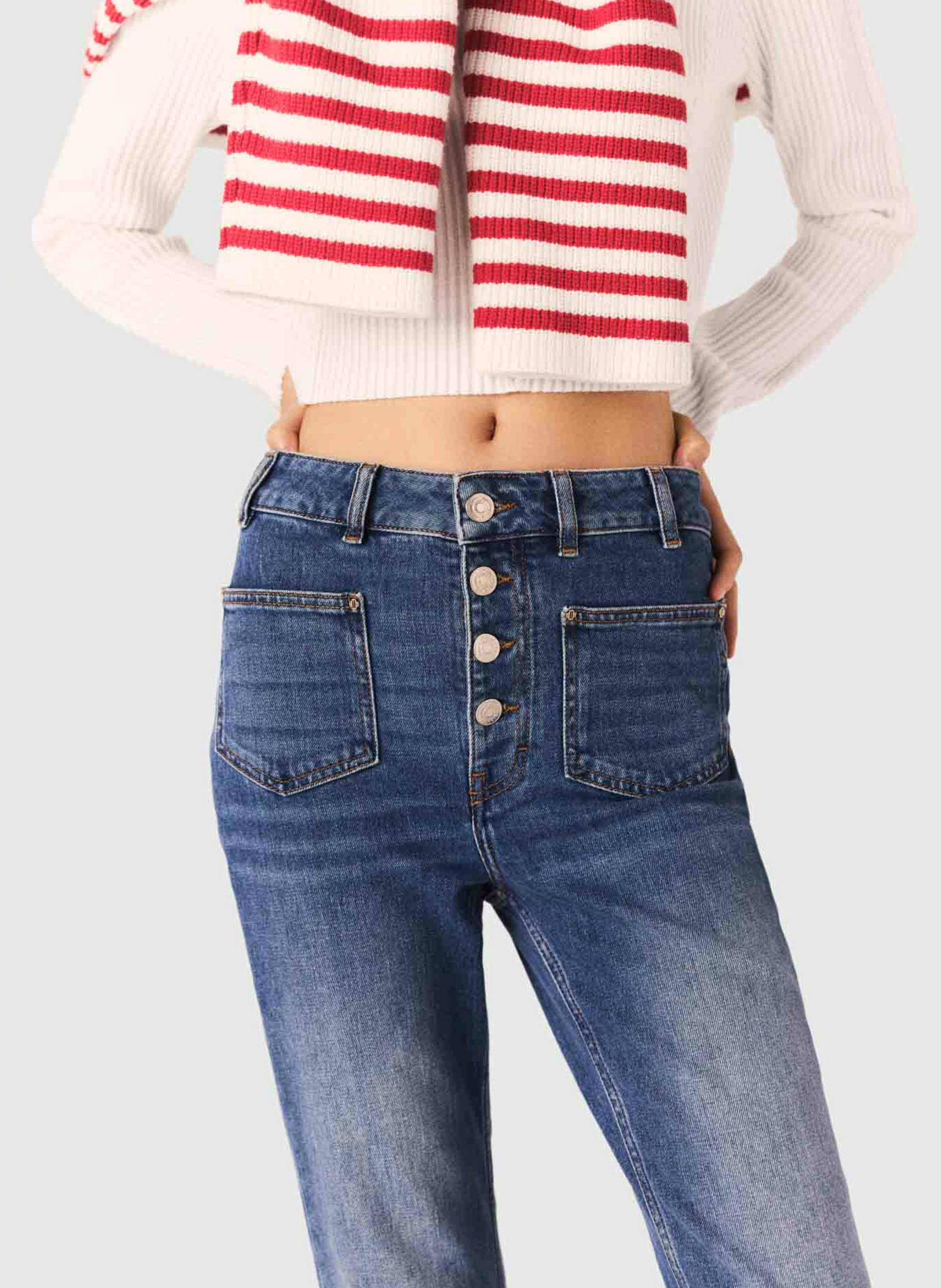 Straight-fit jeans van katoenmix MAJE Blauw