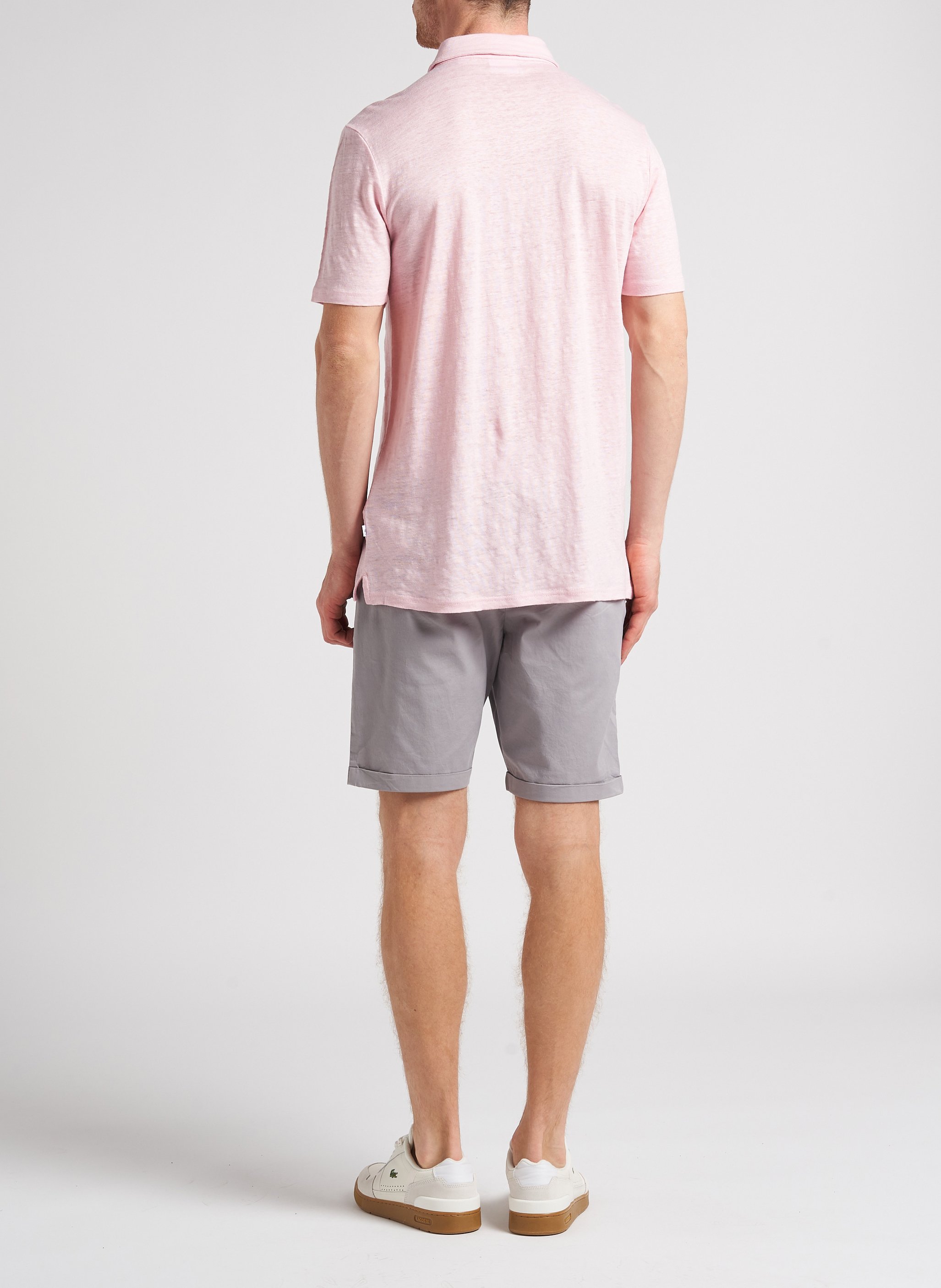 Straight-leg organic linen polo shirt KNOWLEDGE COTTON APPAREL Pink